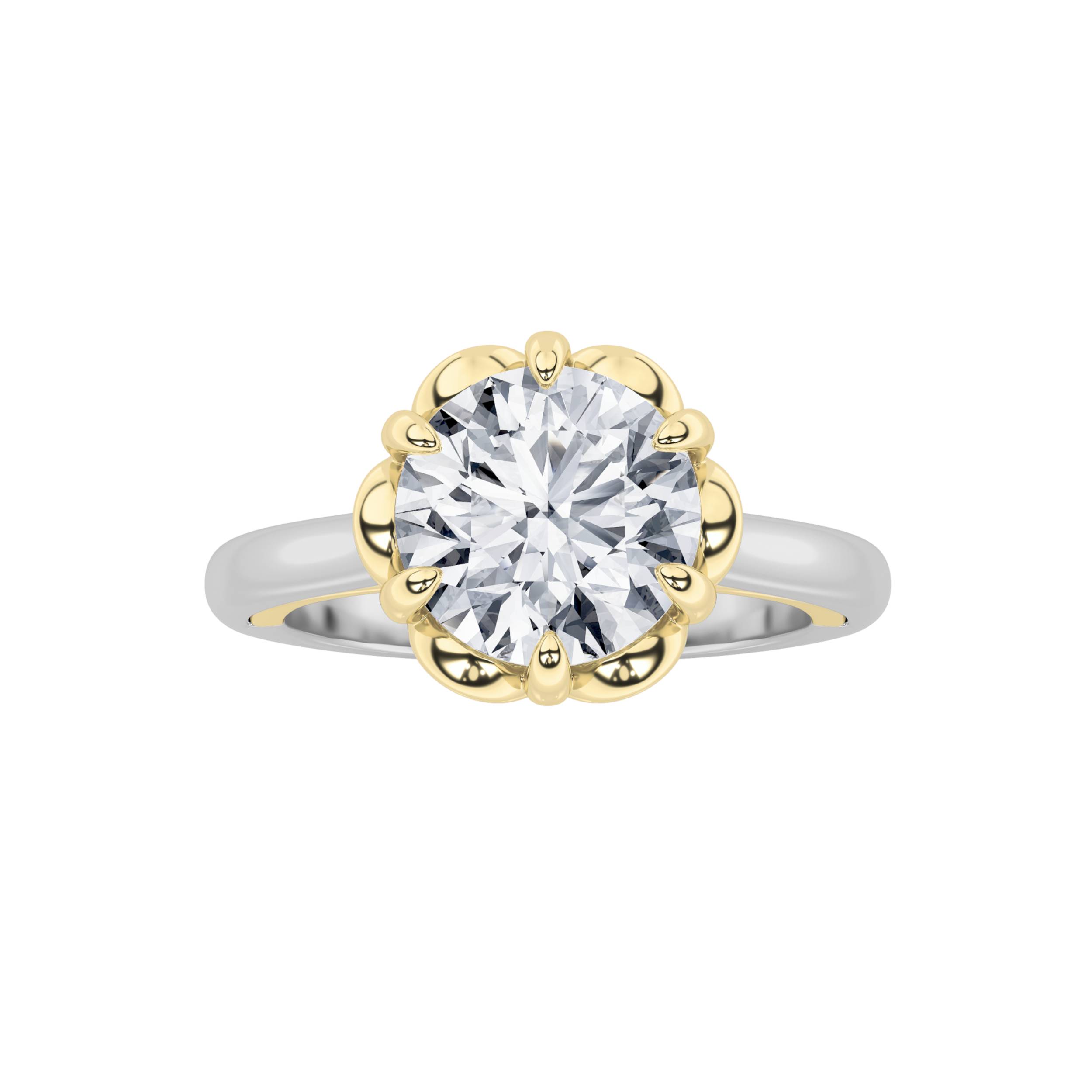 2.00 CT Round Diamond Ring in 14K White Gold|14K Yellow Gold