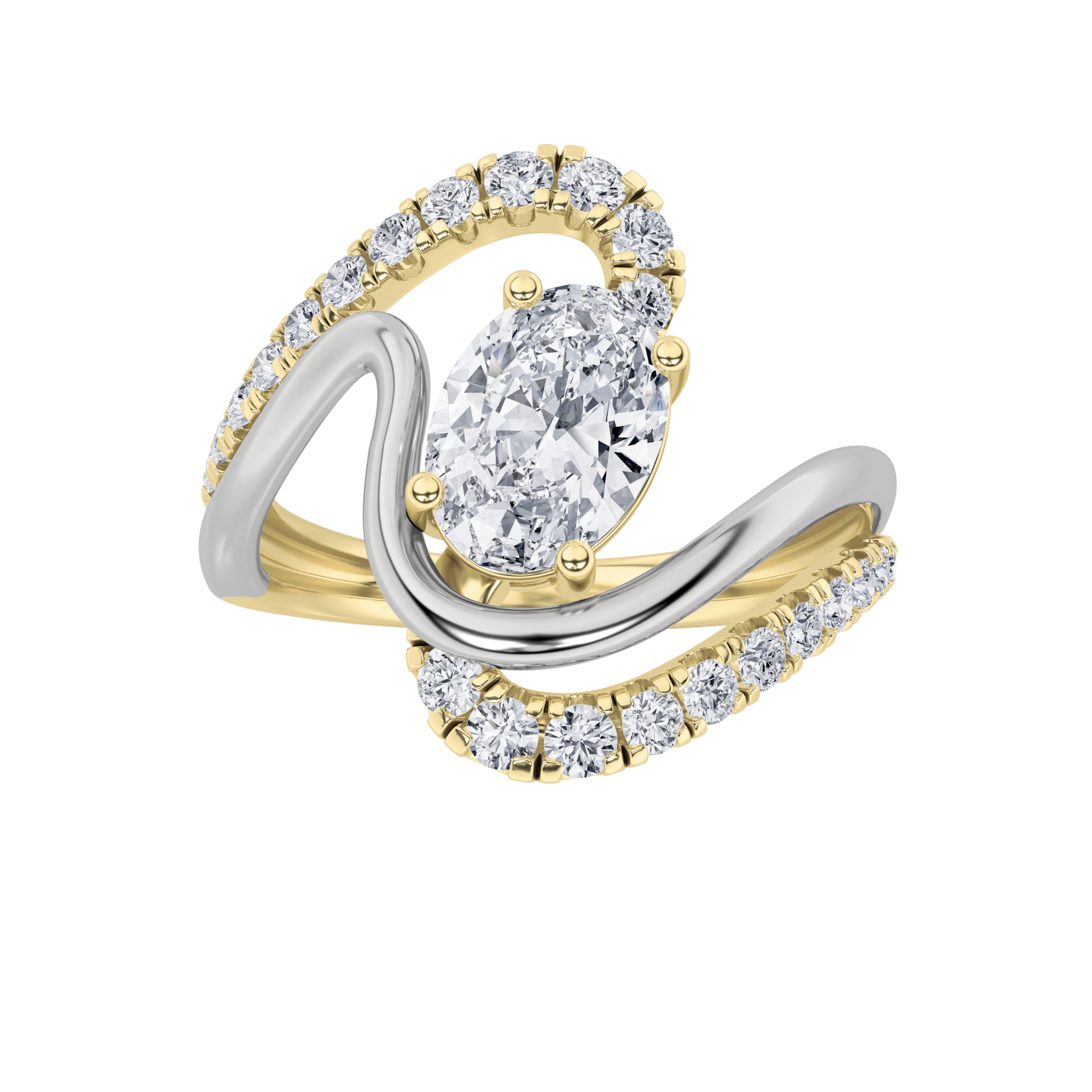 1.50 CT Oval Diamond Ring in 14K Yellow Gold|14K White Gold