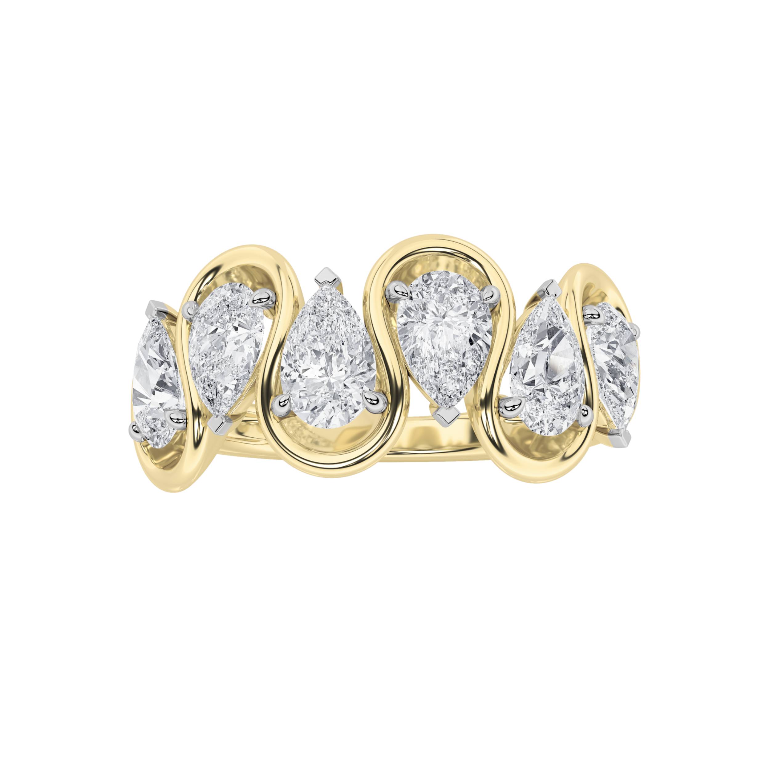 1.50 CT Pear Diamond Ring in 14K Yellow Gold