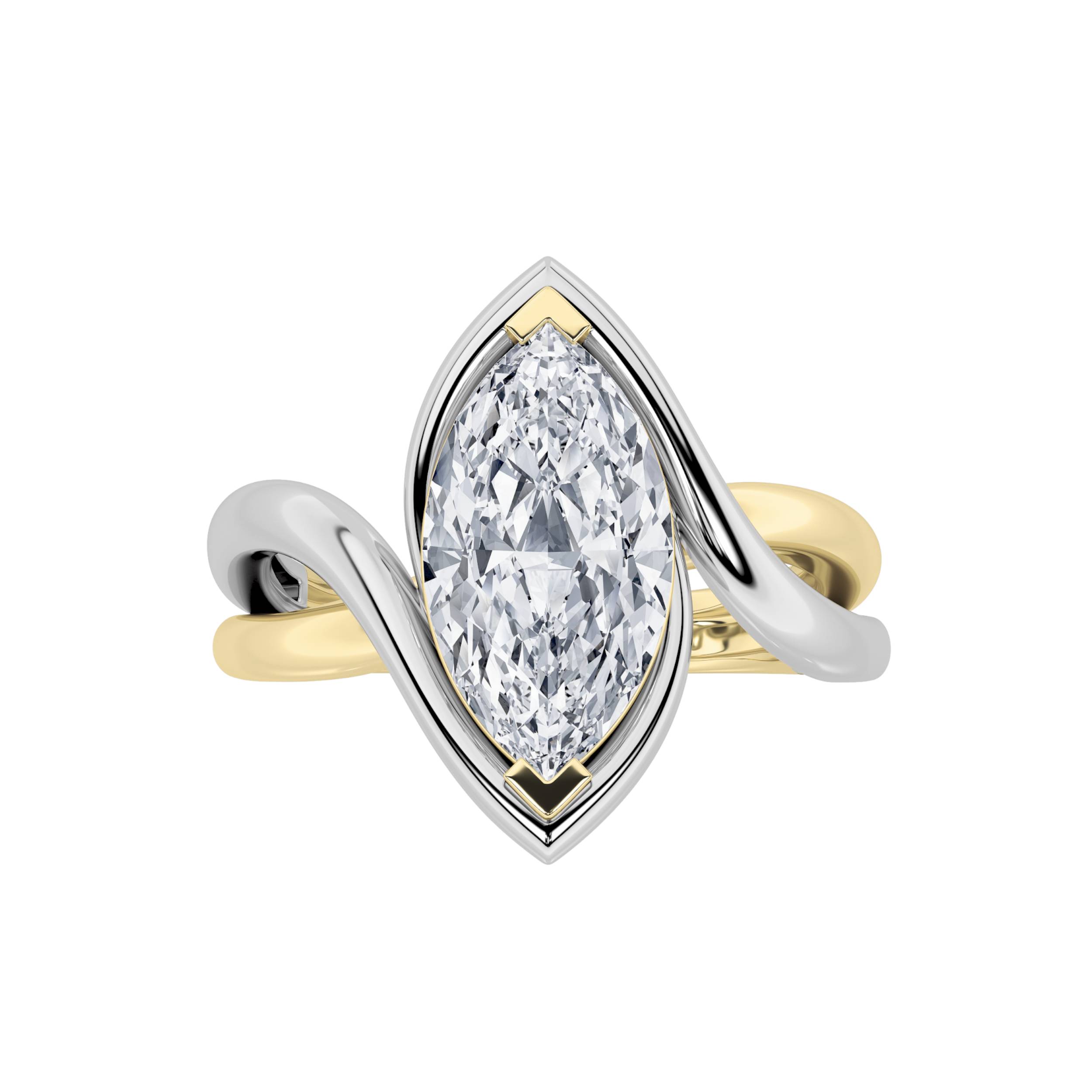 2.00 CT Marquise Diamond Ring in 14K White Gold|14K Yellow Gold
