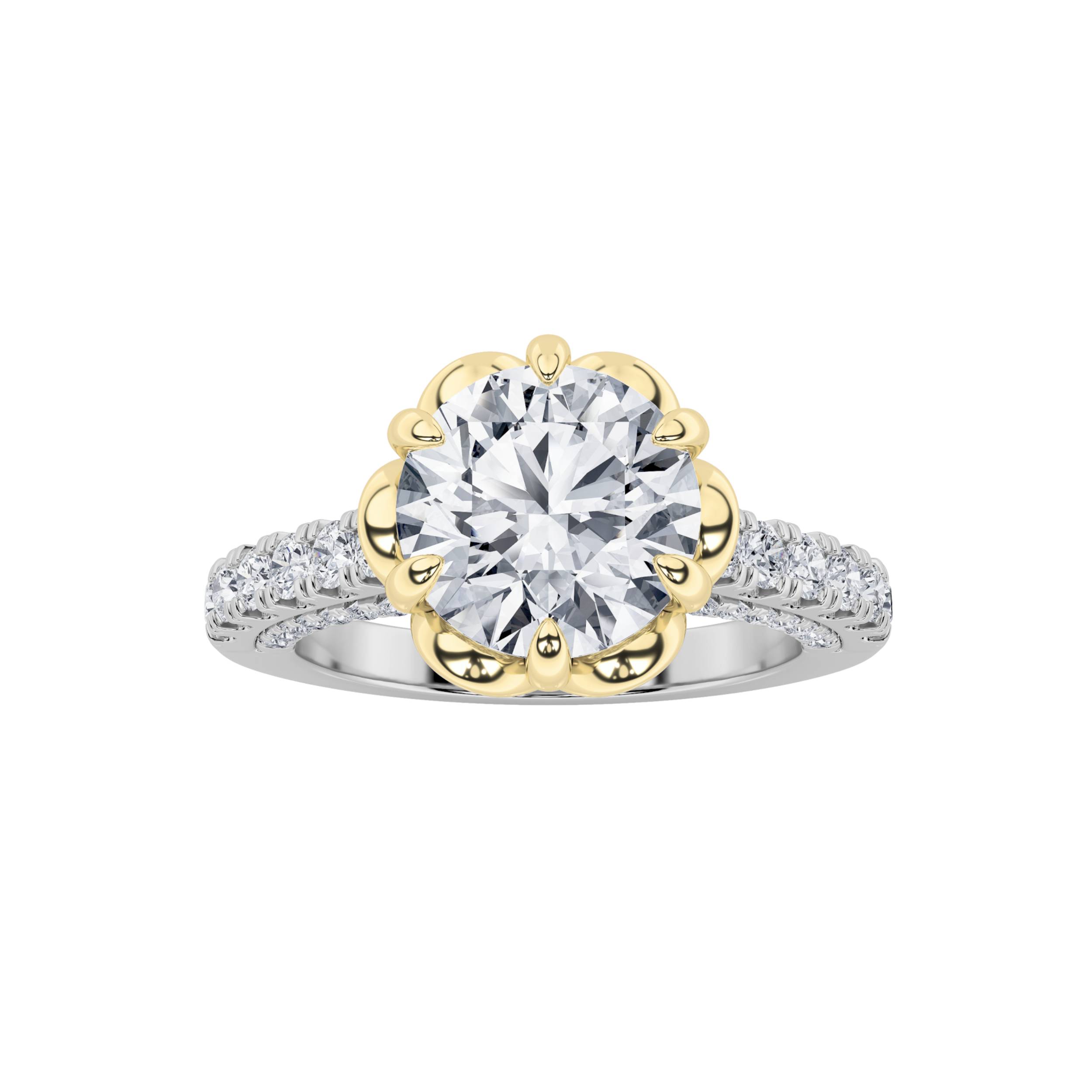 2.50 CT Round Diamond Ring in 14K White Gold|14K Yellow Gold