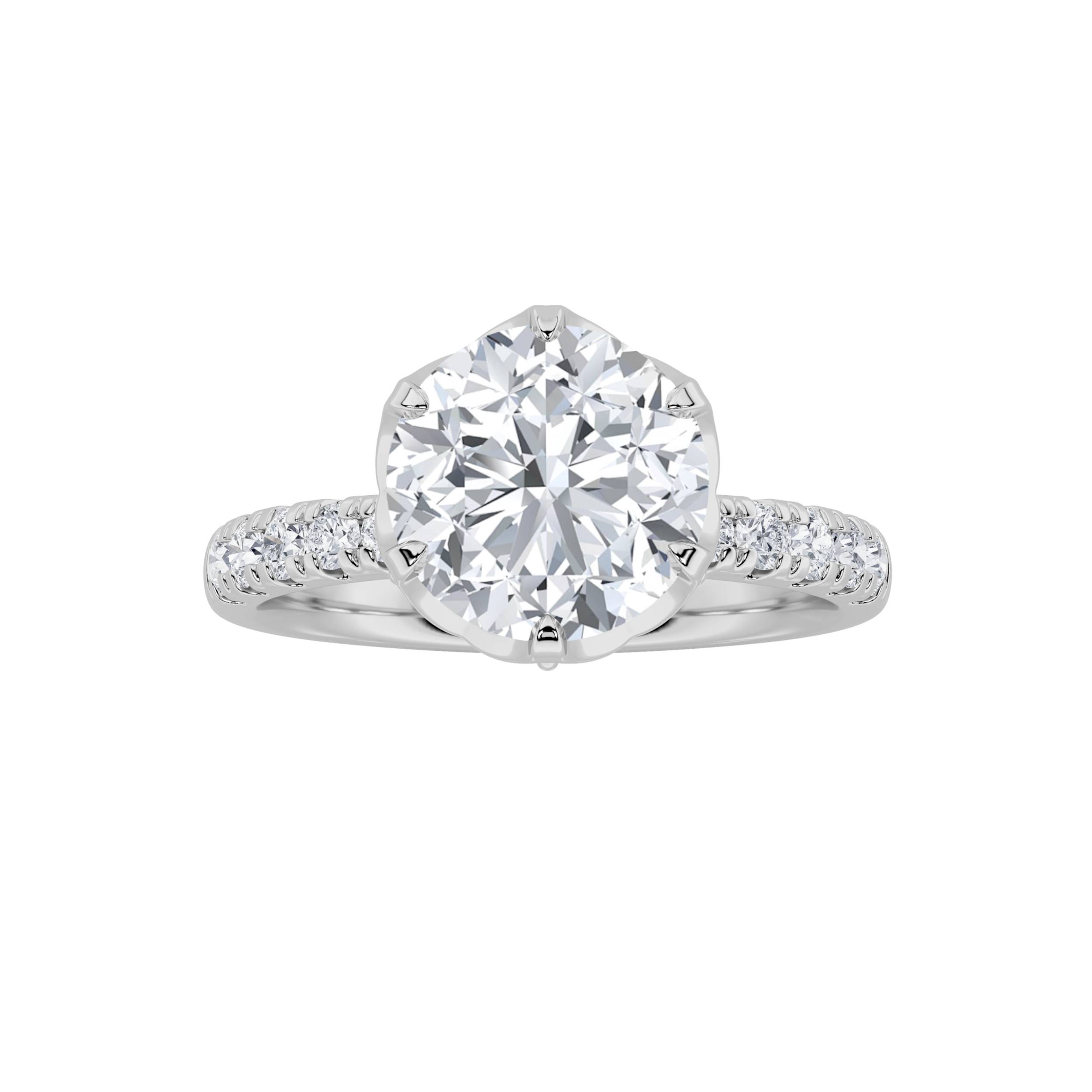 2.00 CT Round Diamond Ring in 14K White Gold