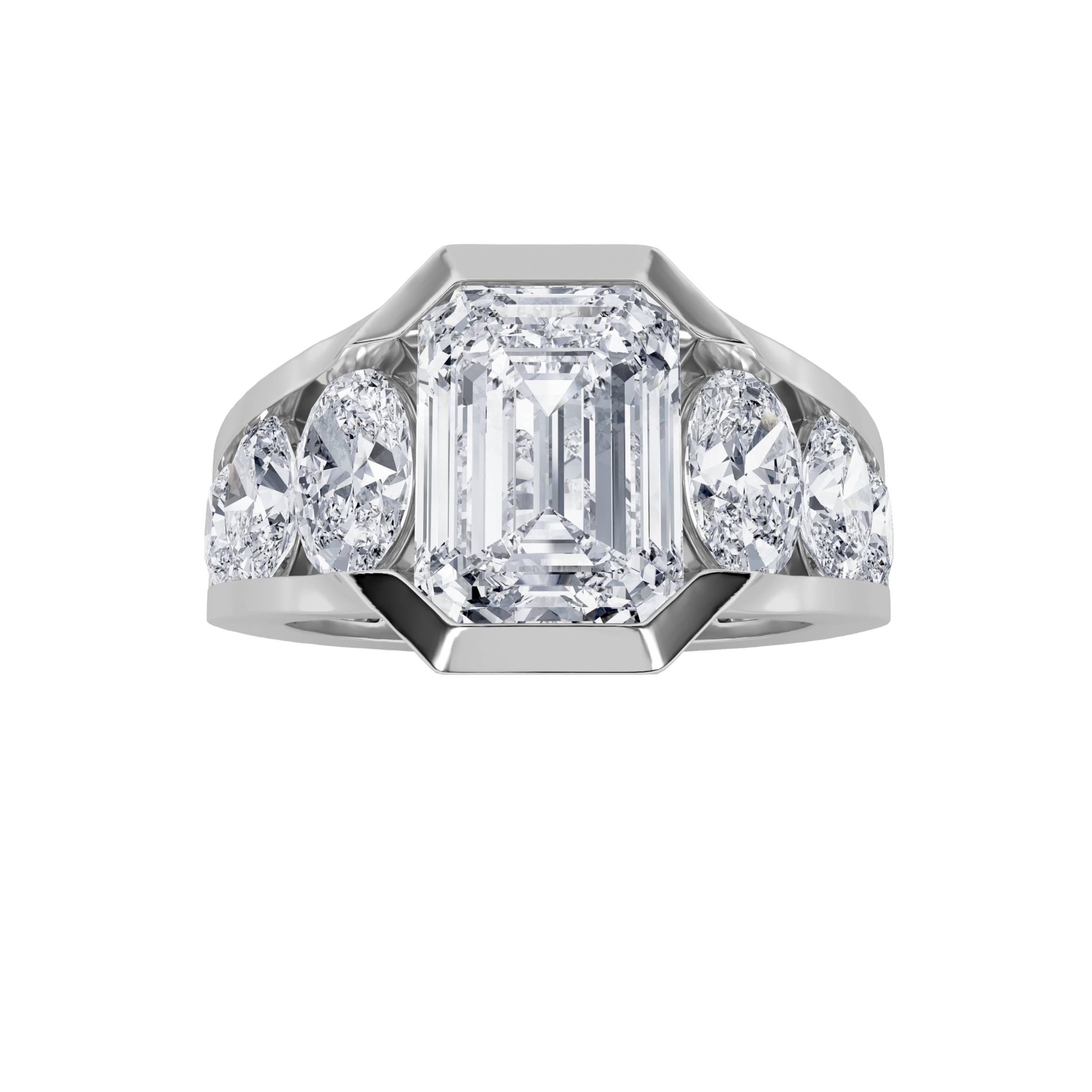 5.00 CT Emerald Diamond Ring in 14K White Gold