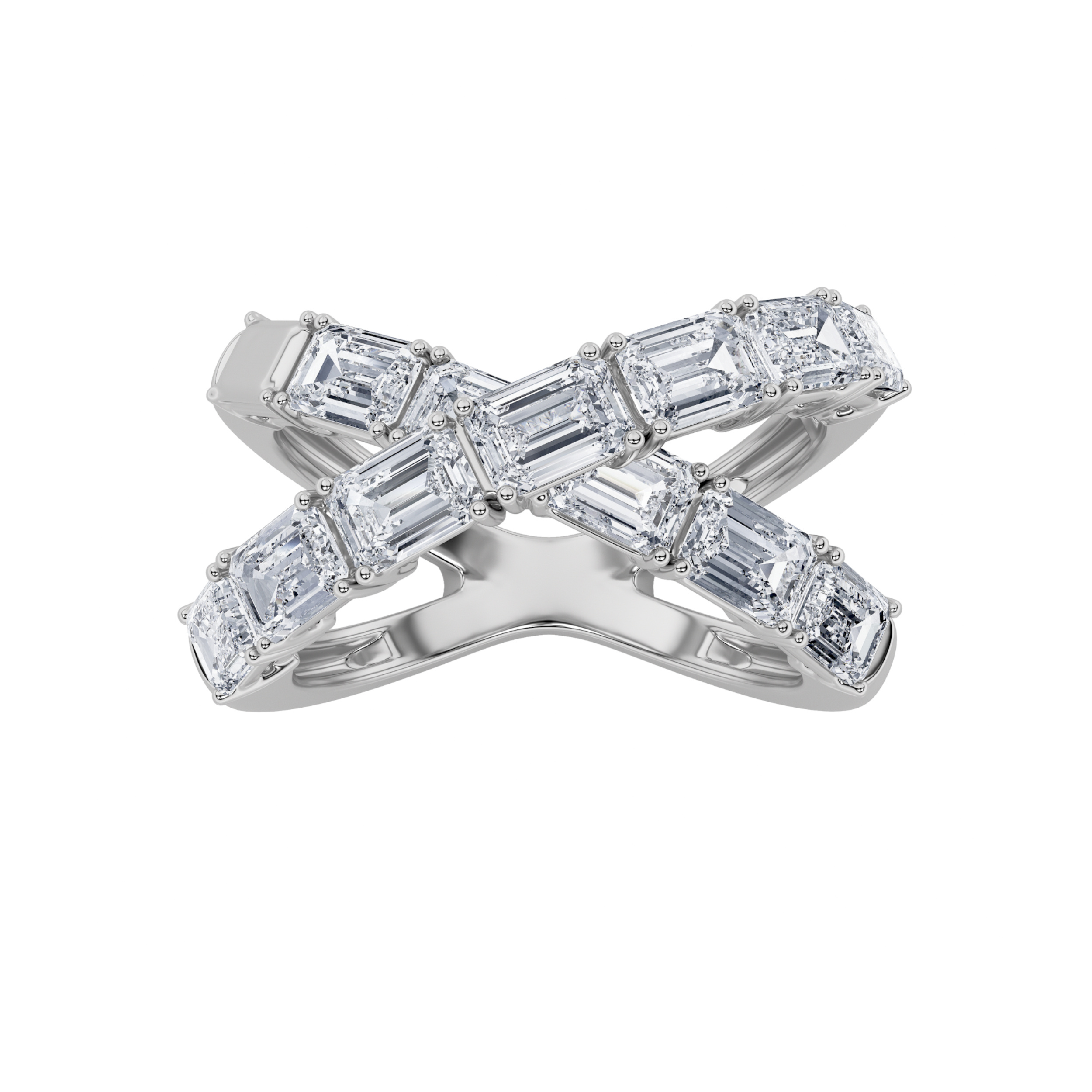 3.00 CT Emerald Diamond Ring in 14K White Gold