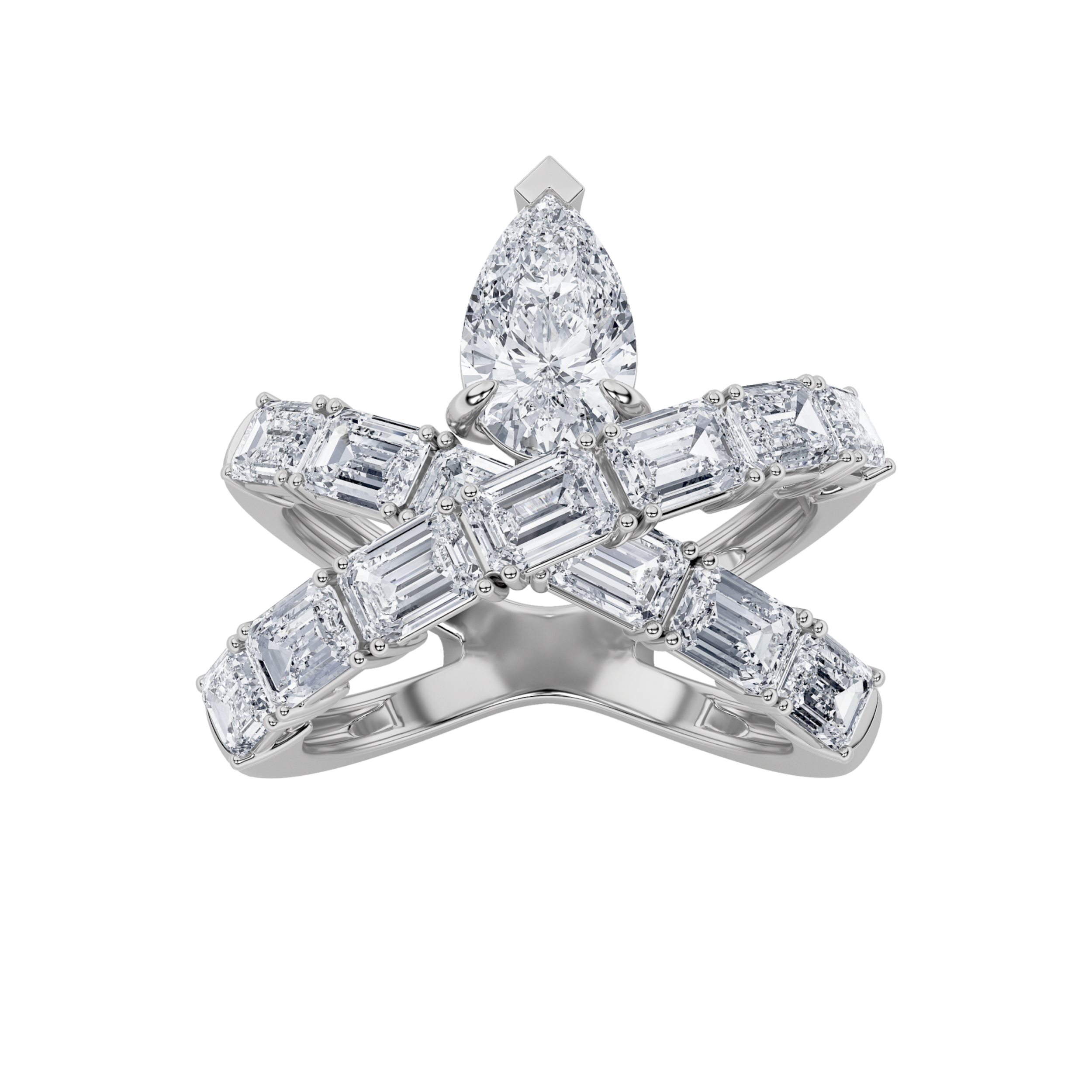 4.00 CT Pear Diamond Ring in 14K White Gold