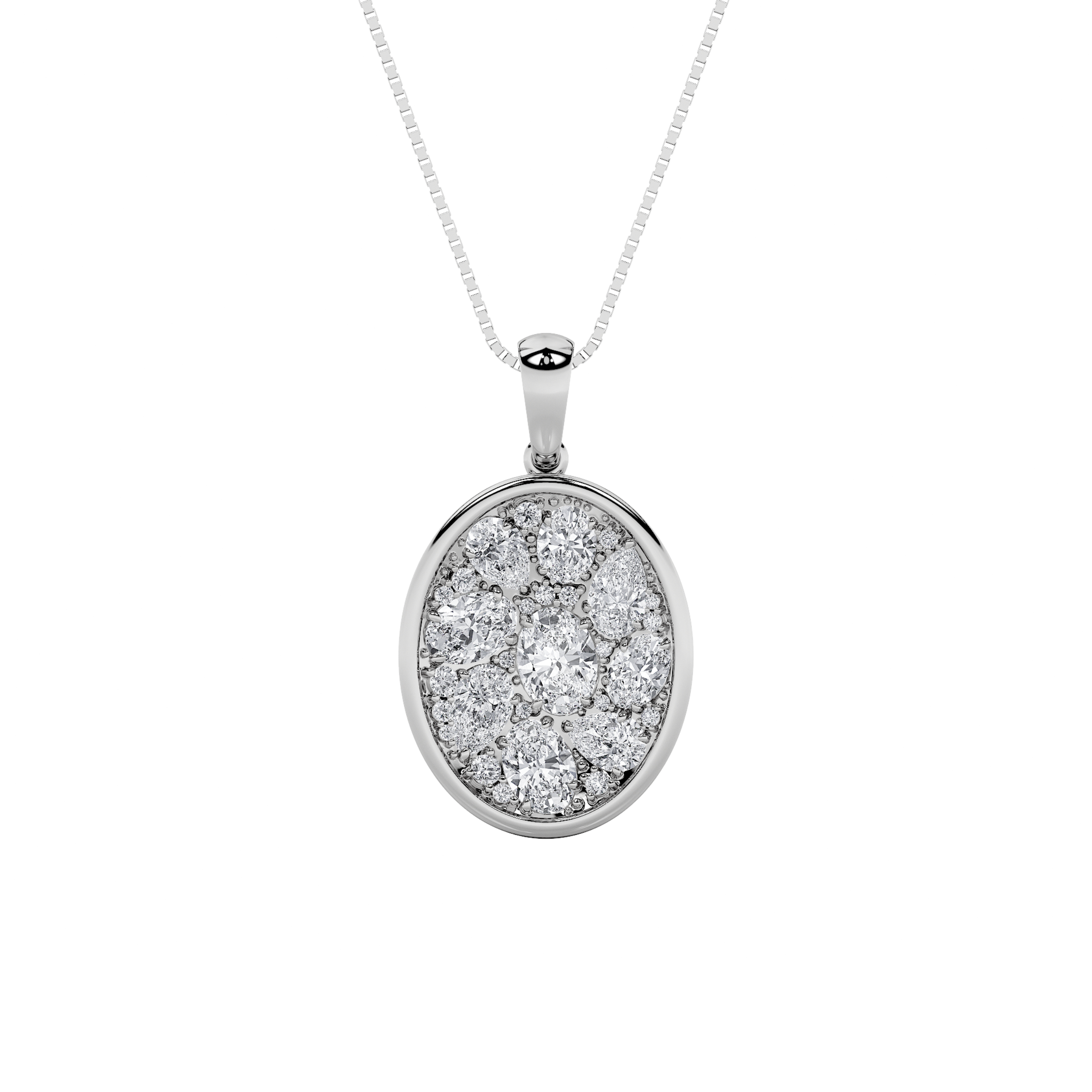 2.00 CT Oval Diamond Necklace in 14K White Gold