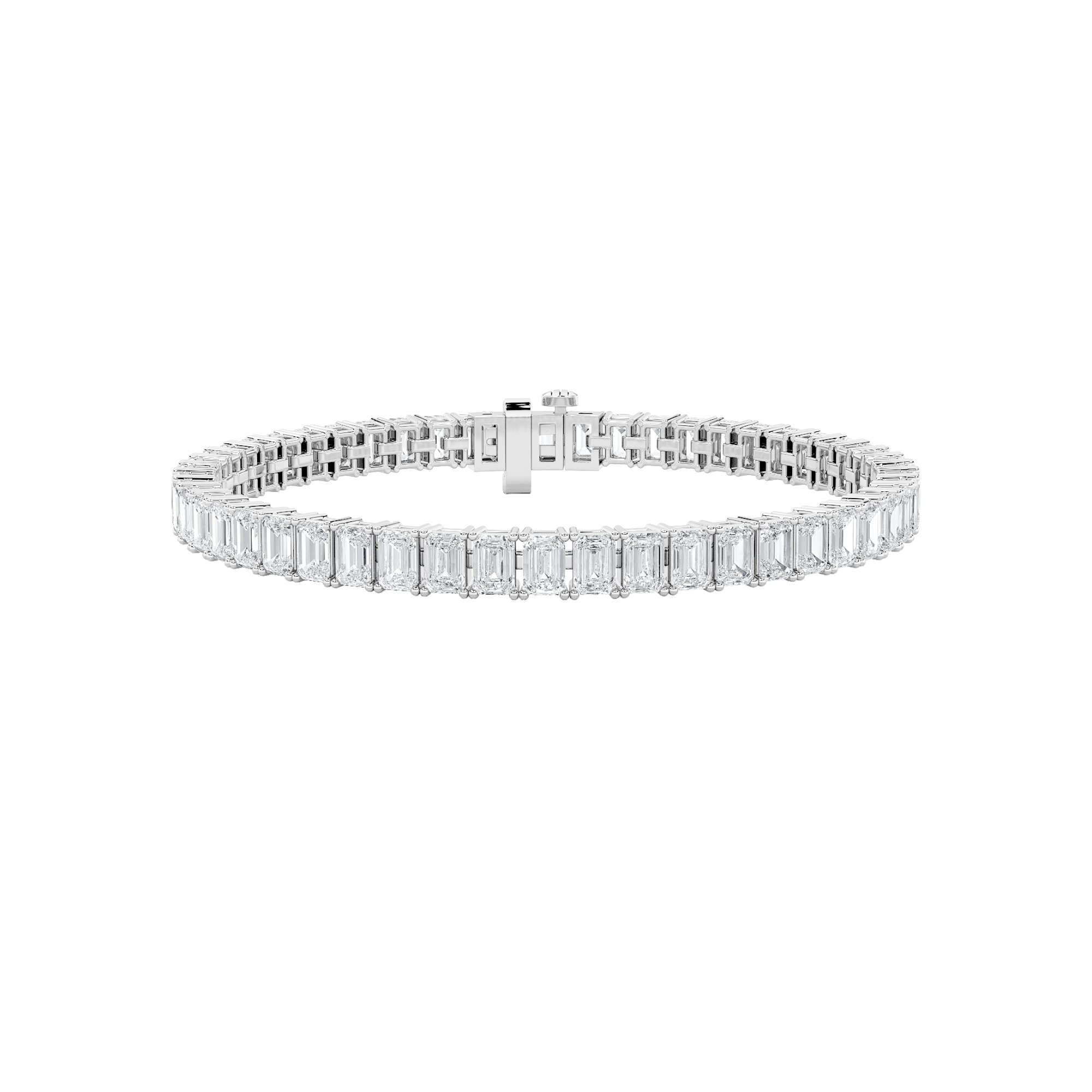 12.50 CT Emerald Diamond Bracelet in 14K White Gold