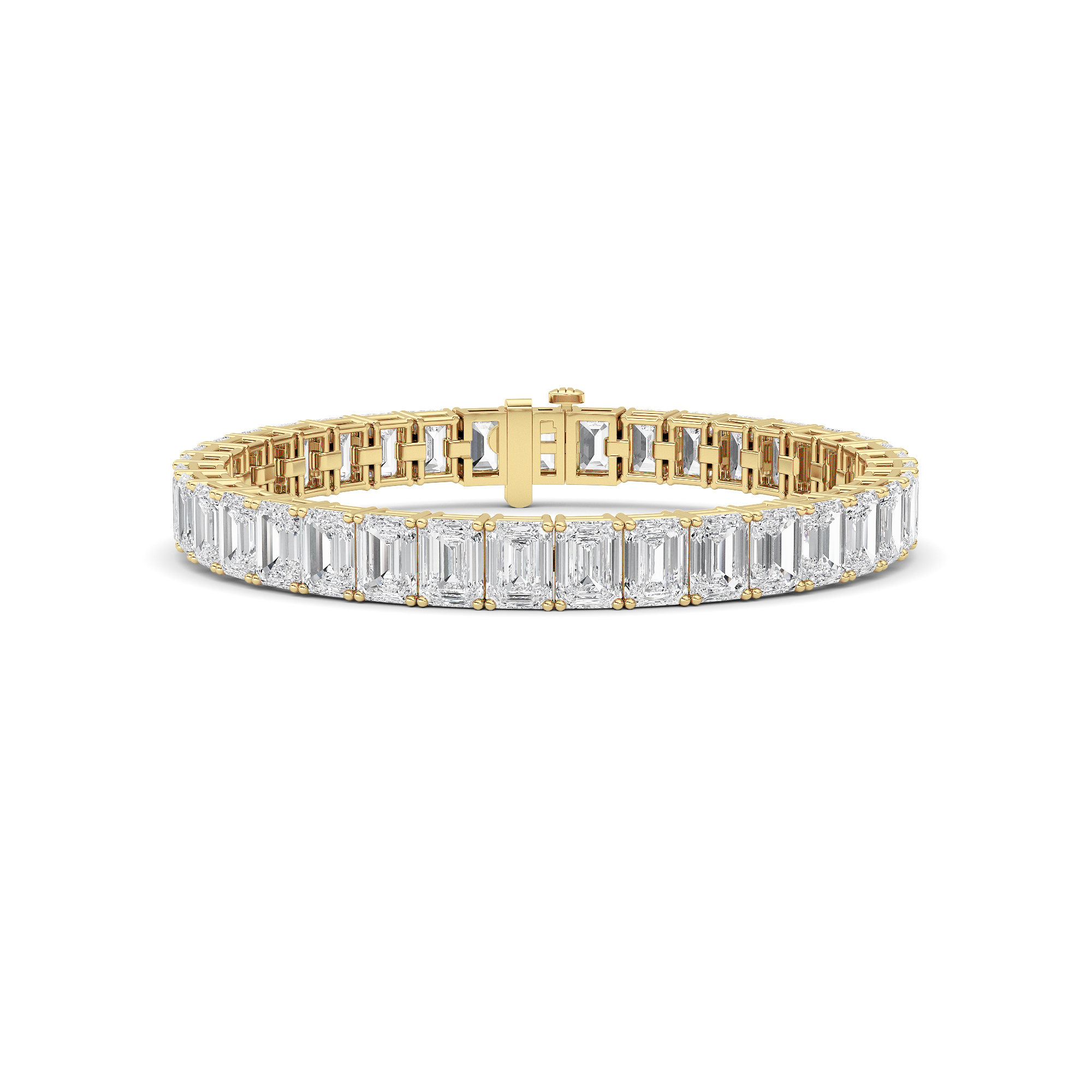 27.00 CT Emerald Diamond Bracelet in 14K Yellow Gold
