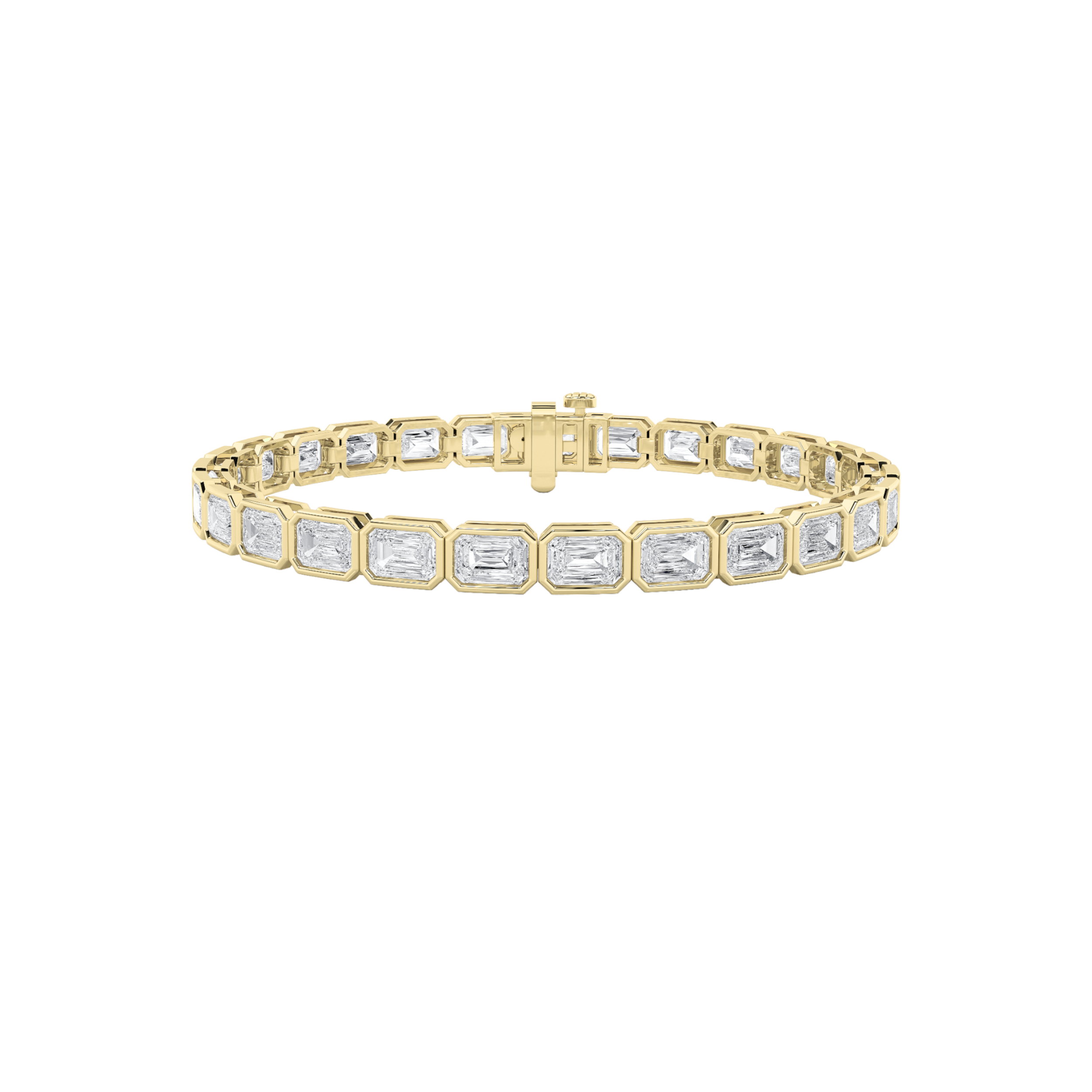 15.00 CT Emerald Diamond Bracelet in 14K Yellow Gold