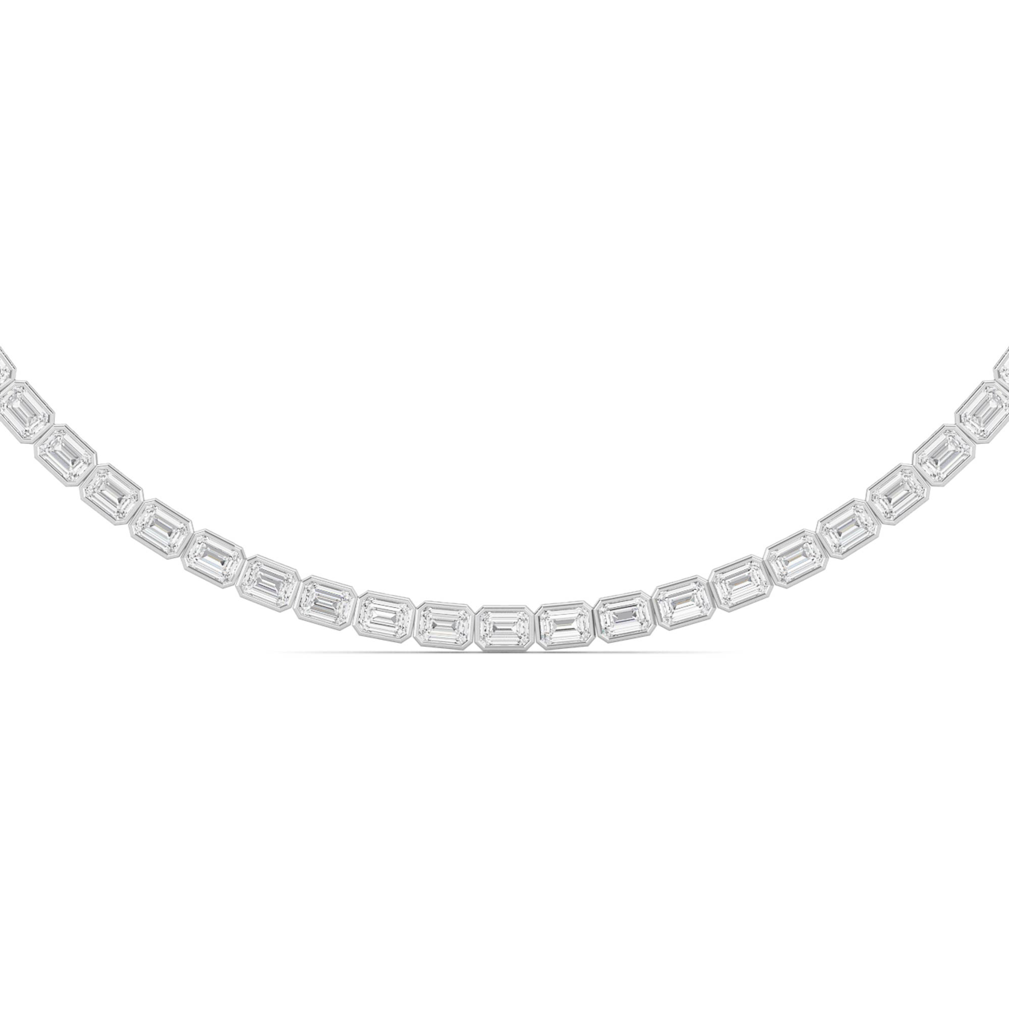 30.00 CT Emerald Diamond Necklace in 14K White Gold