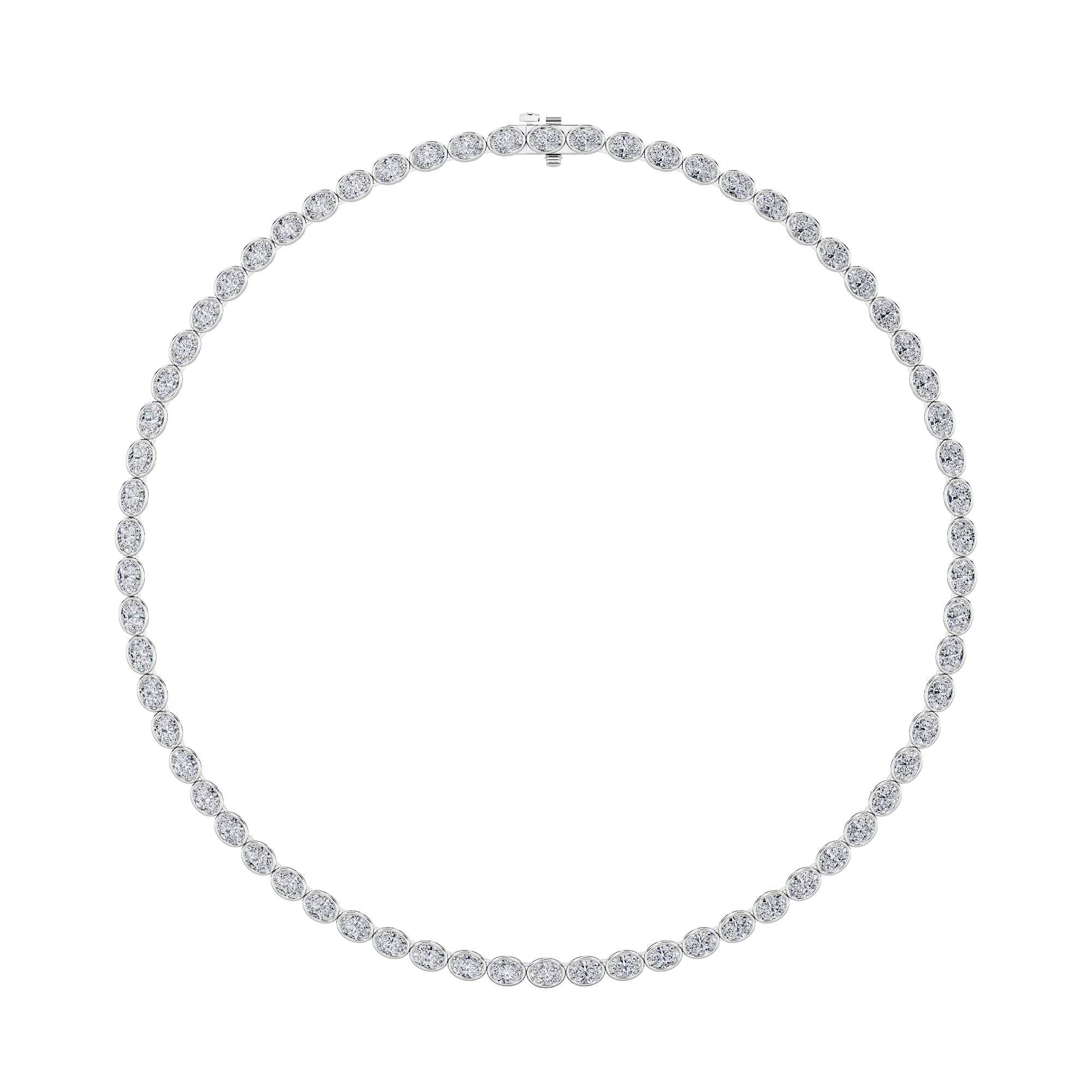 22.25Cttw Oval Shaped Lab Grown Diamond (F/VS) East West Bezel Set Necklace in 14K Gold