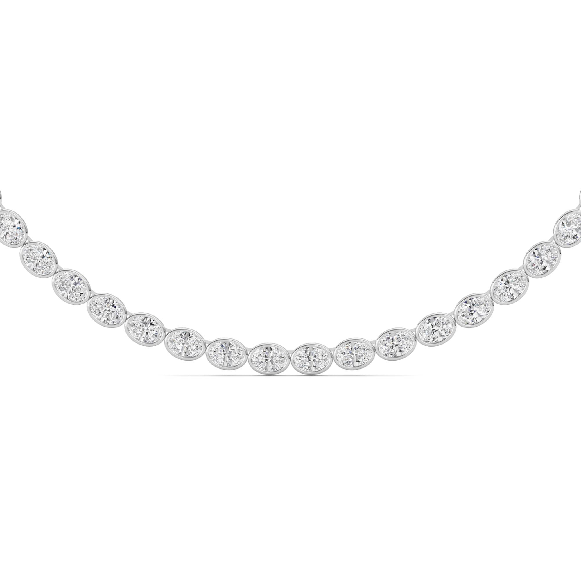 30.00 CT Oval Diamond Necklace in 14K White Gold