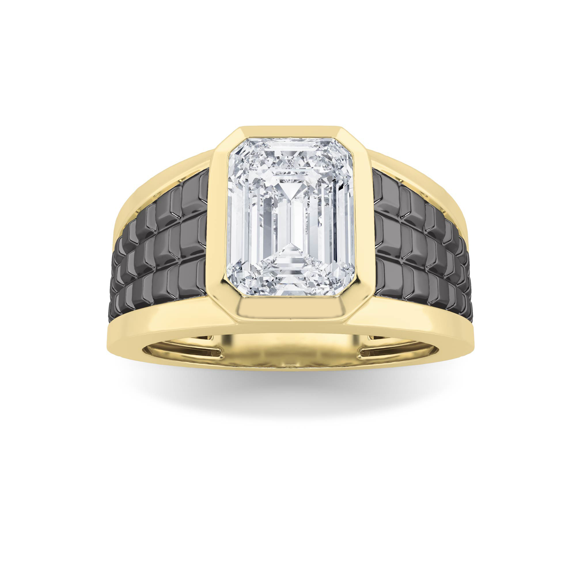 3.00 CT Emerald Diamond Ring in 14K Yellow Gold