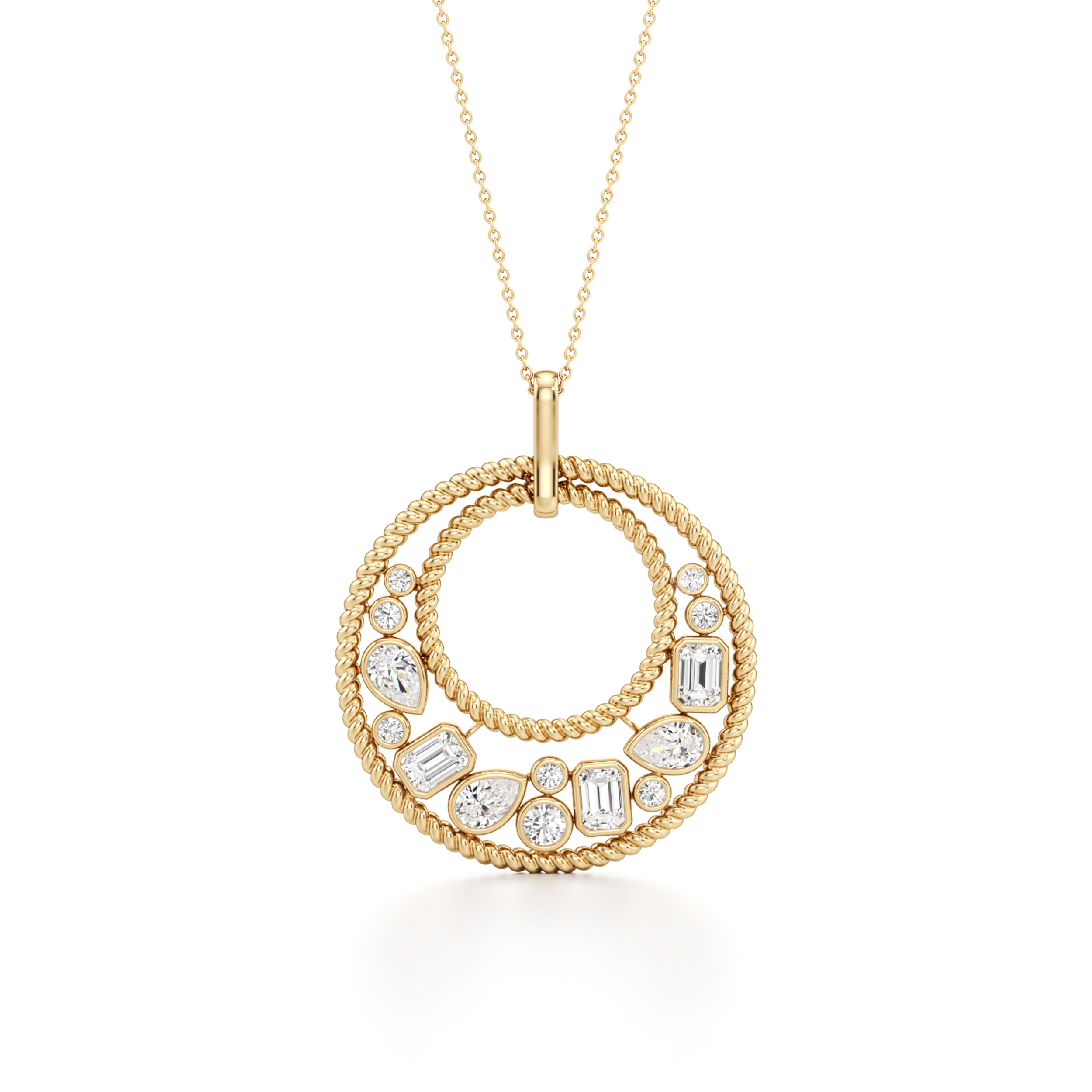 2.00 CT Emerald Diamond Necklace in 14K Yellow Gold