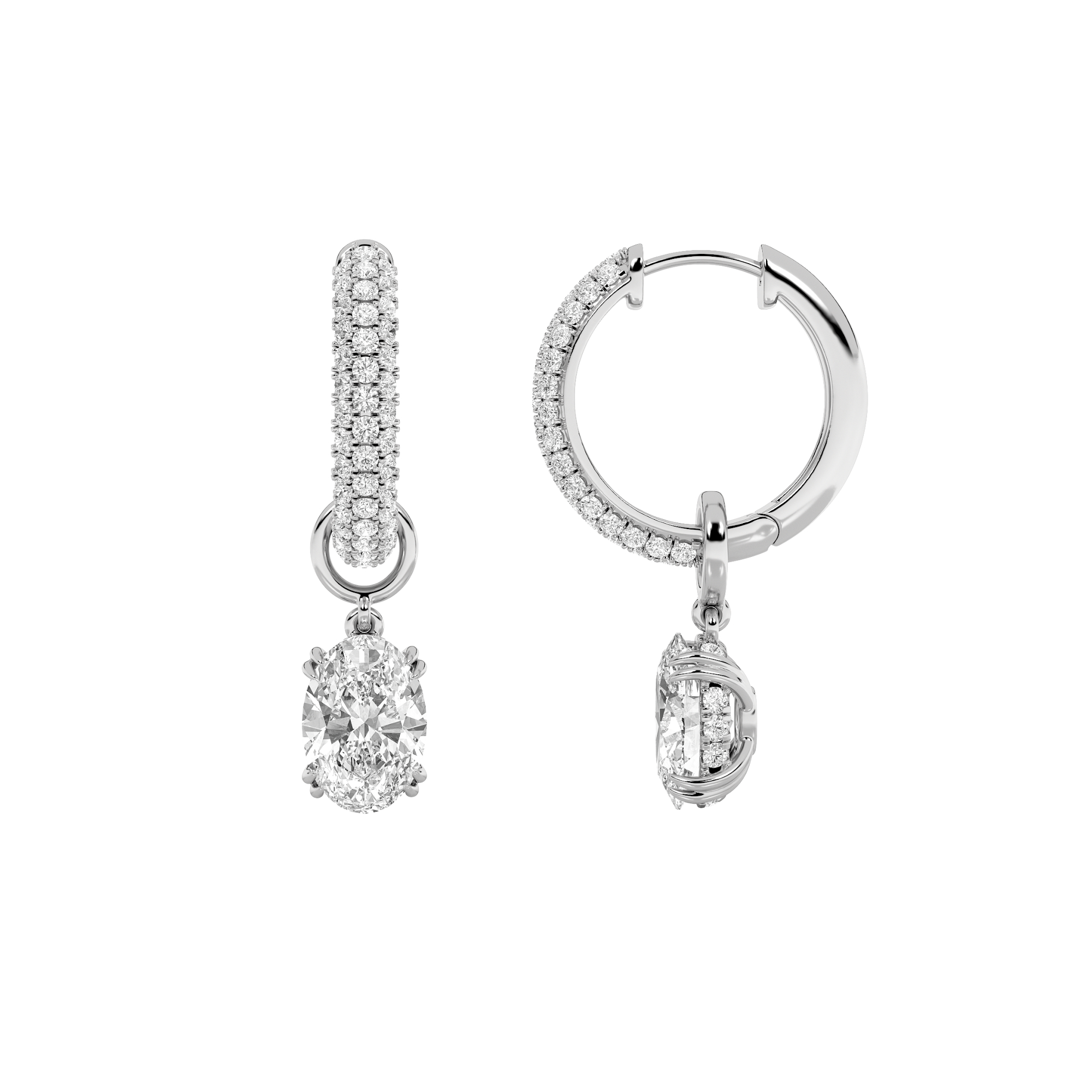 4.00 CT Oval Diamond Earring in 14K White Gold