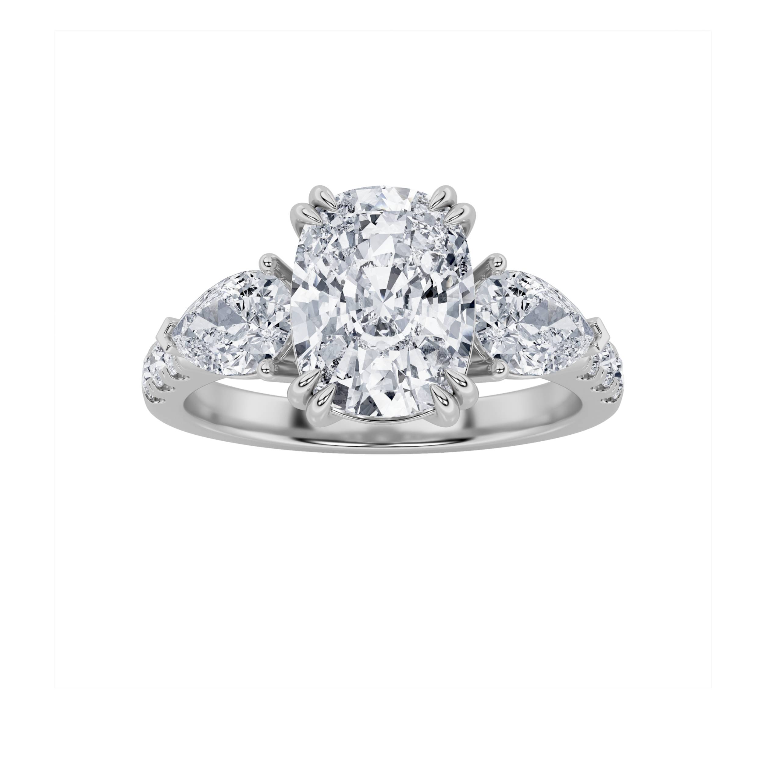 3.00 CT Cushion Diamond Ring in 14K White Gold
