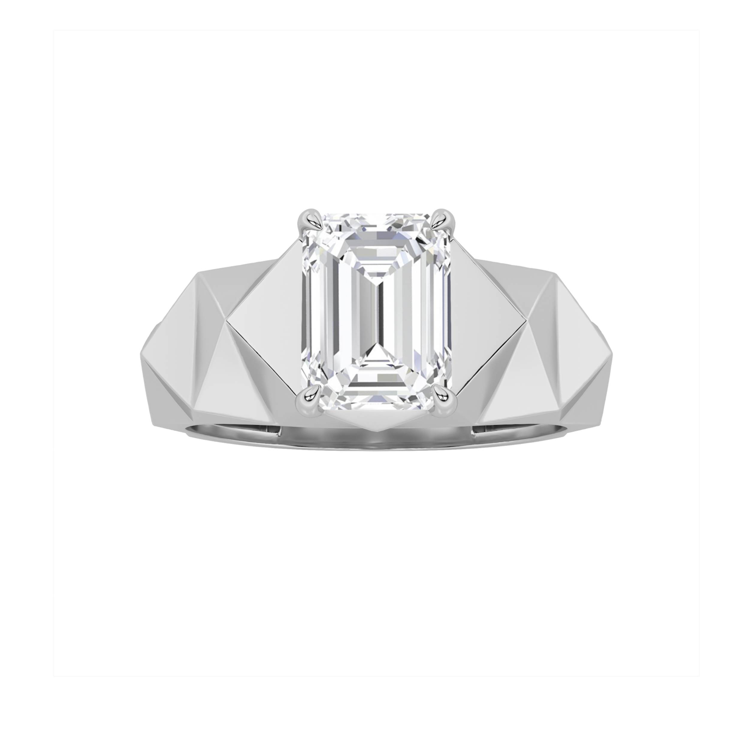 1.50 CT Emerald Diamond Ring in 14K White Gold