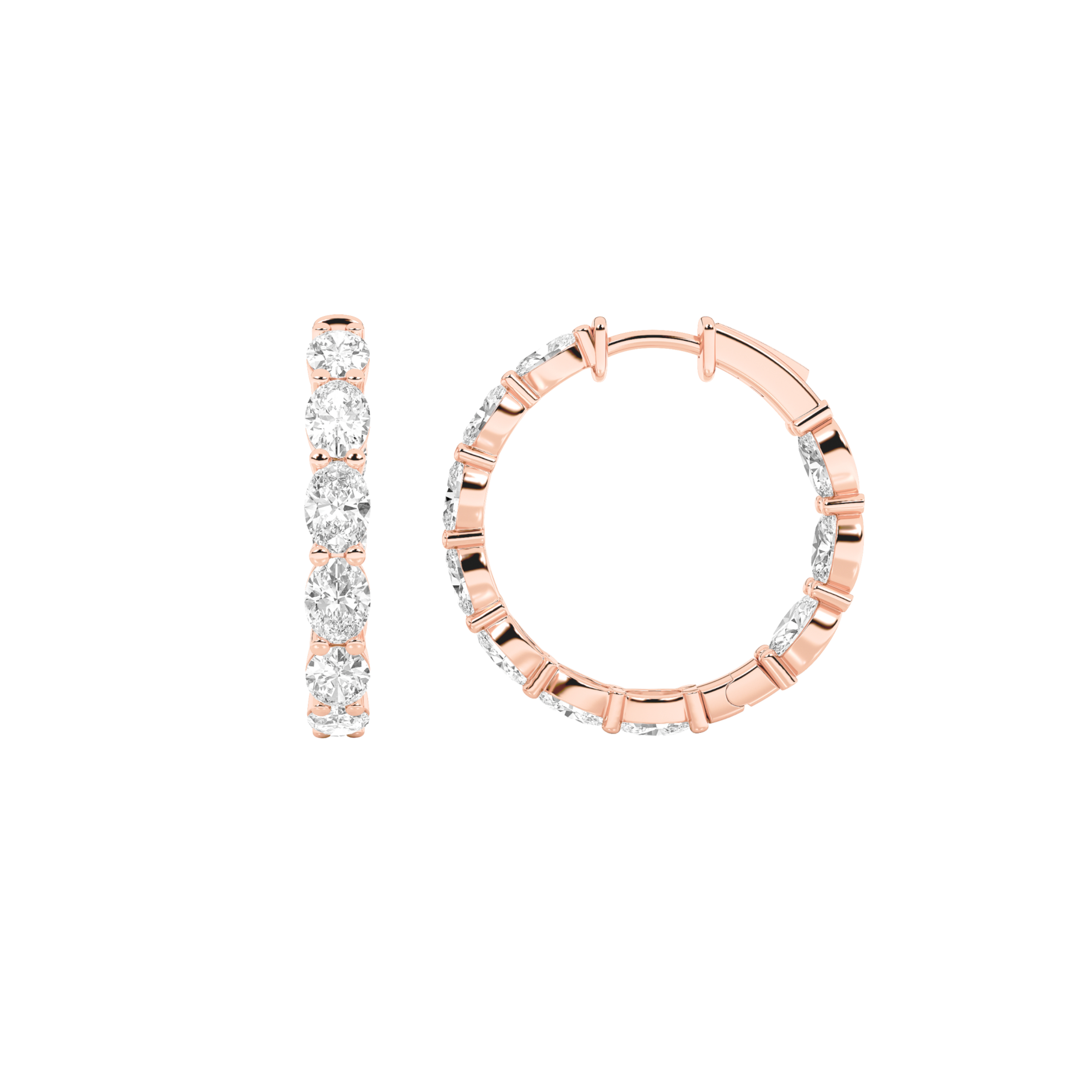 4.00 CT Oval Diamond Earring in 14K Rose Gold