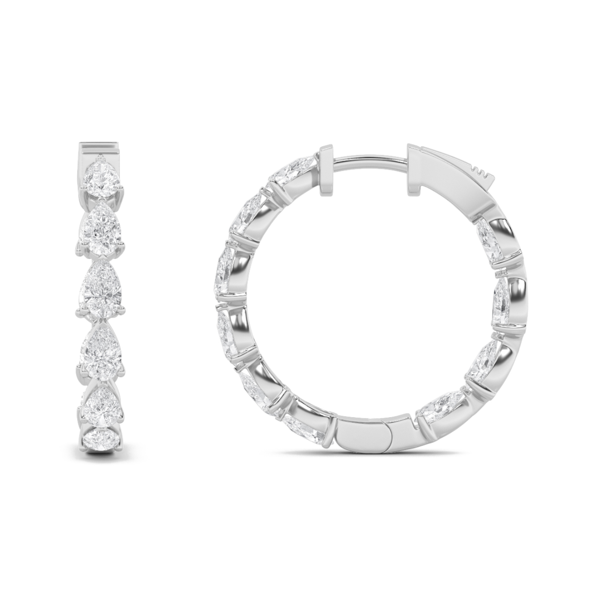 4.00 CT Pear Diamond Earring in 14K White Gold