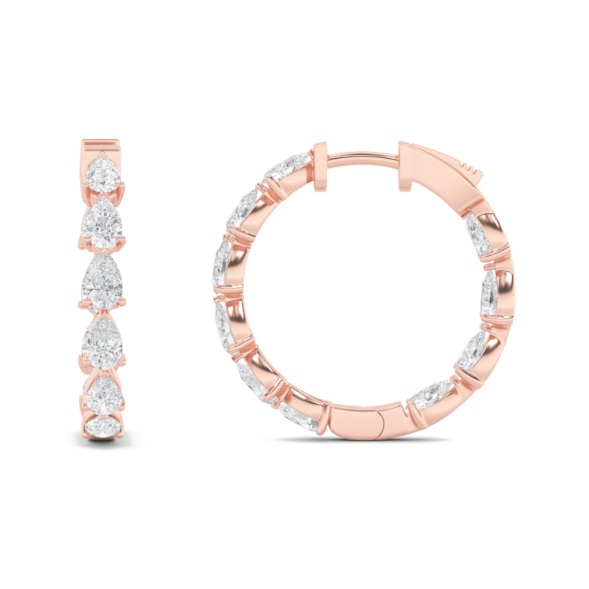 4.00 CT Pear Diamond Earring in 14K Rose Gold