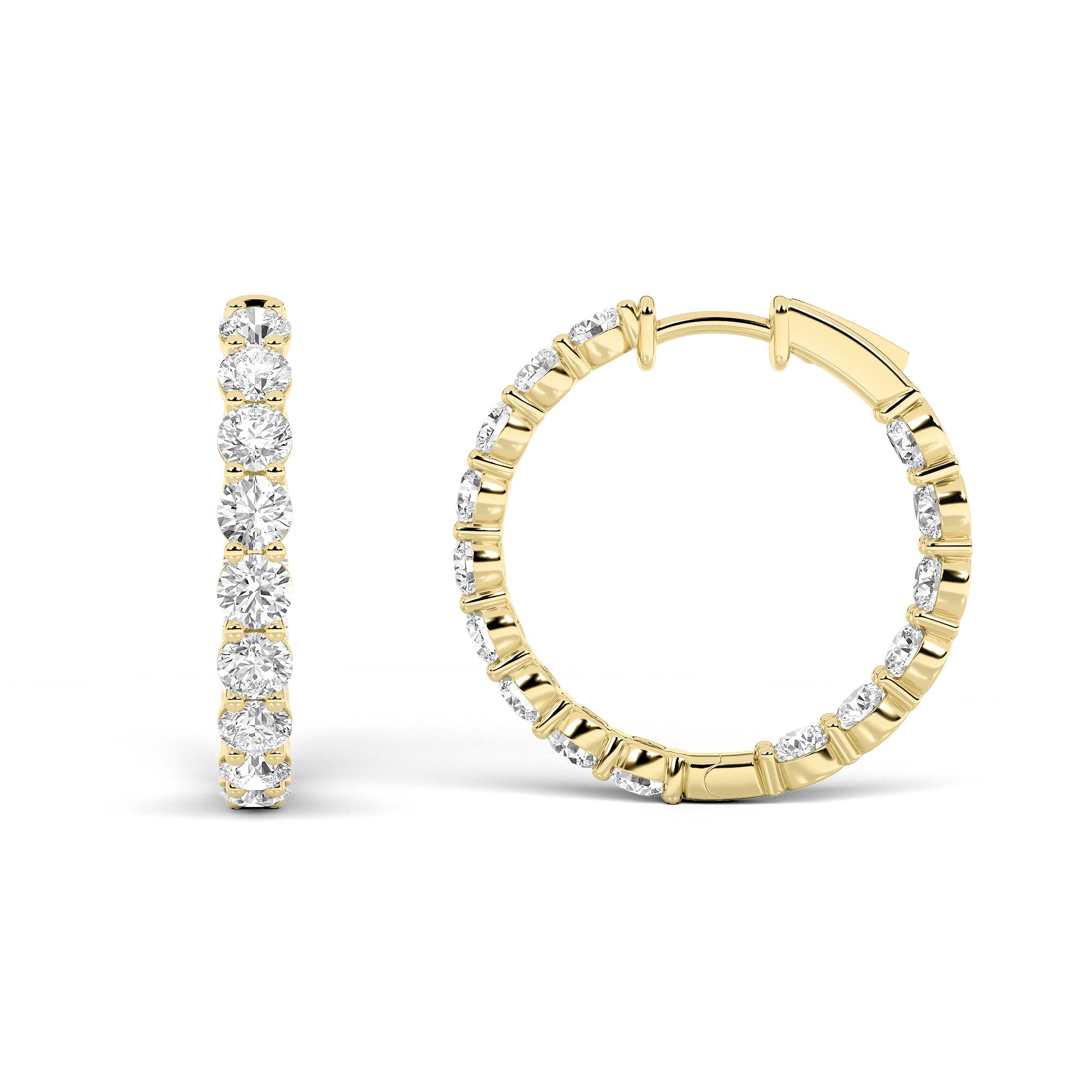 5Cttw Round Shaped Lab Grown Diamond Inside Out Hoop Earrings in 14K Gold (F/VS)