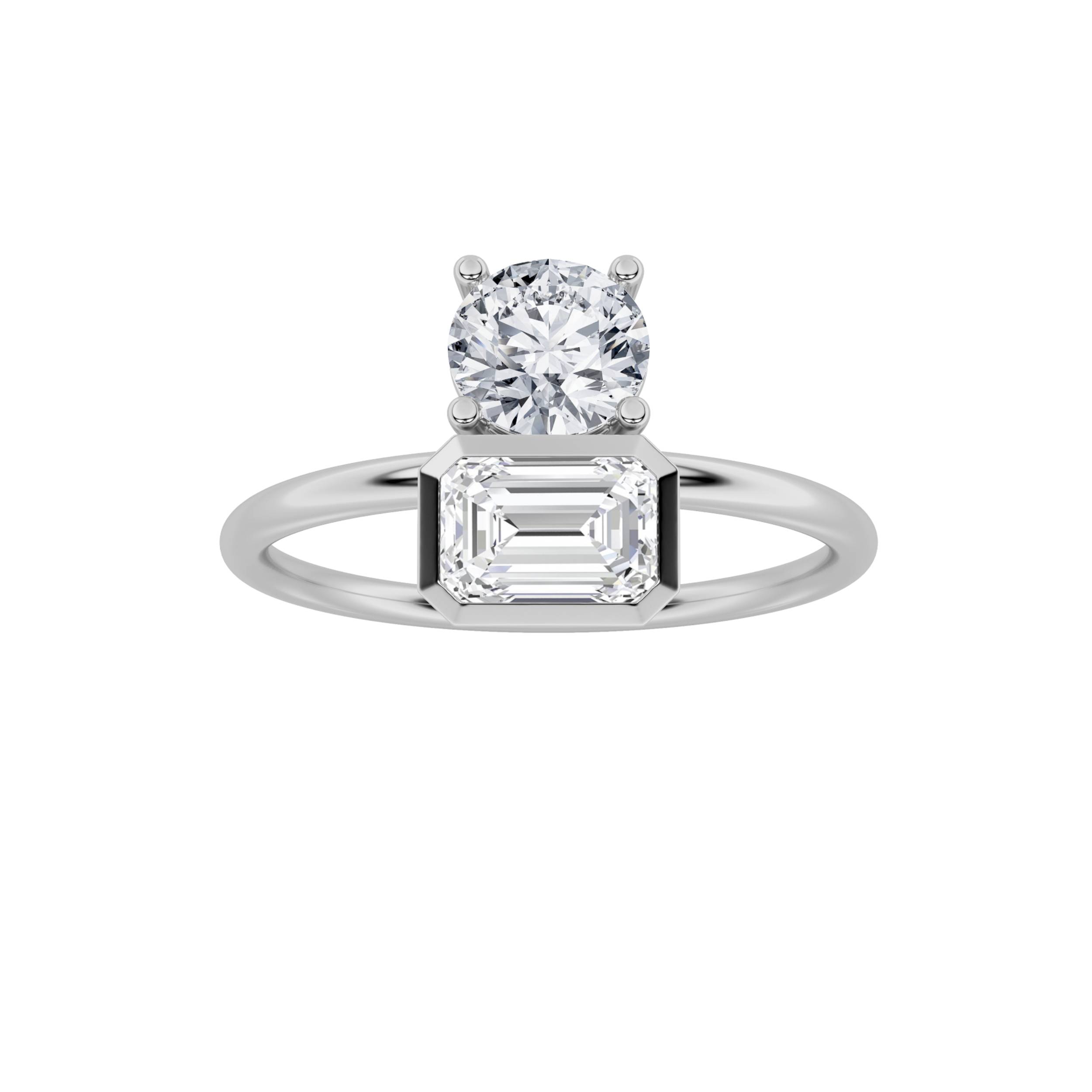 1.00 CT Emerald Diamond Ring in 14K White Gold