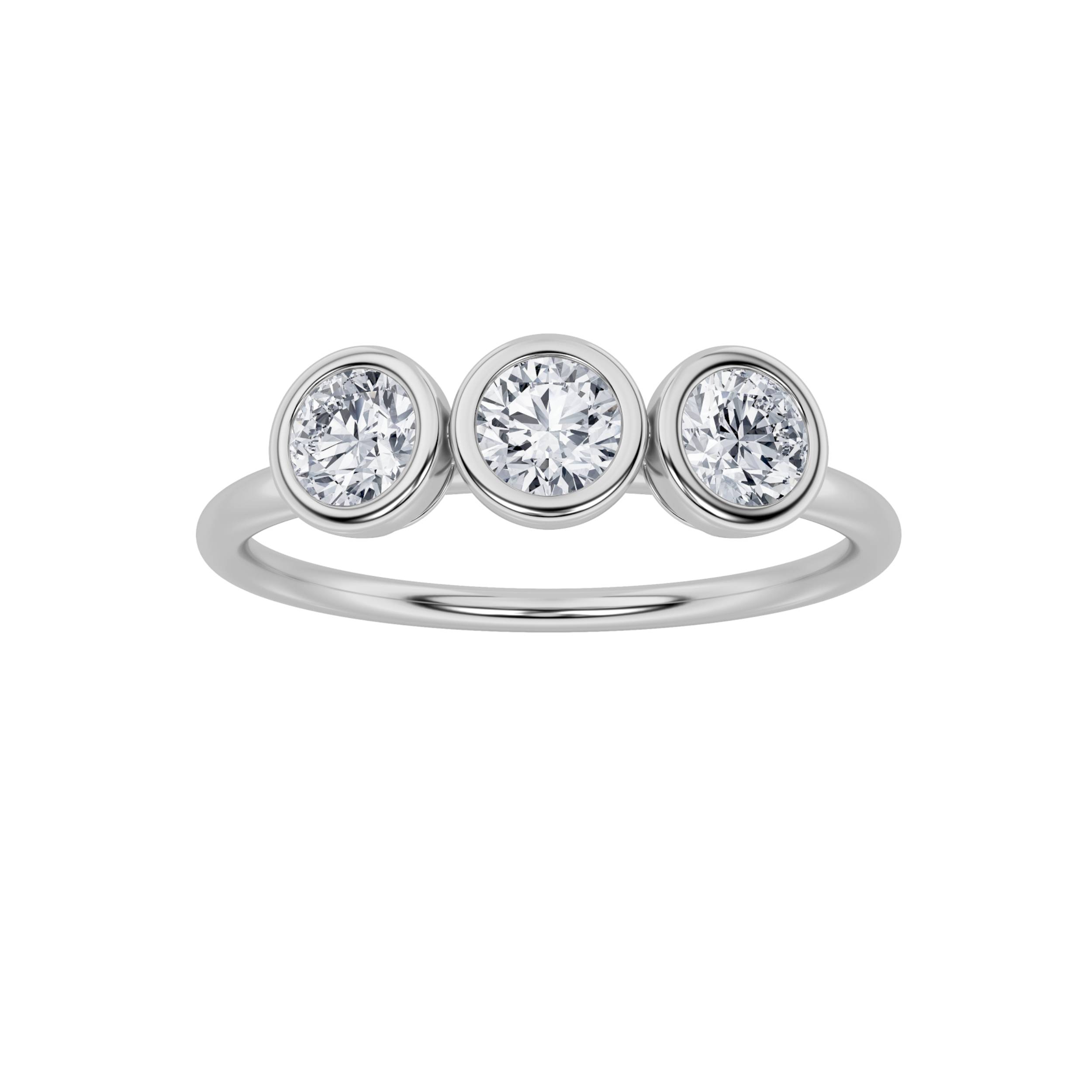 0.50 CT Round Diamond Ring in 14K White Gold