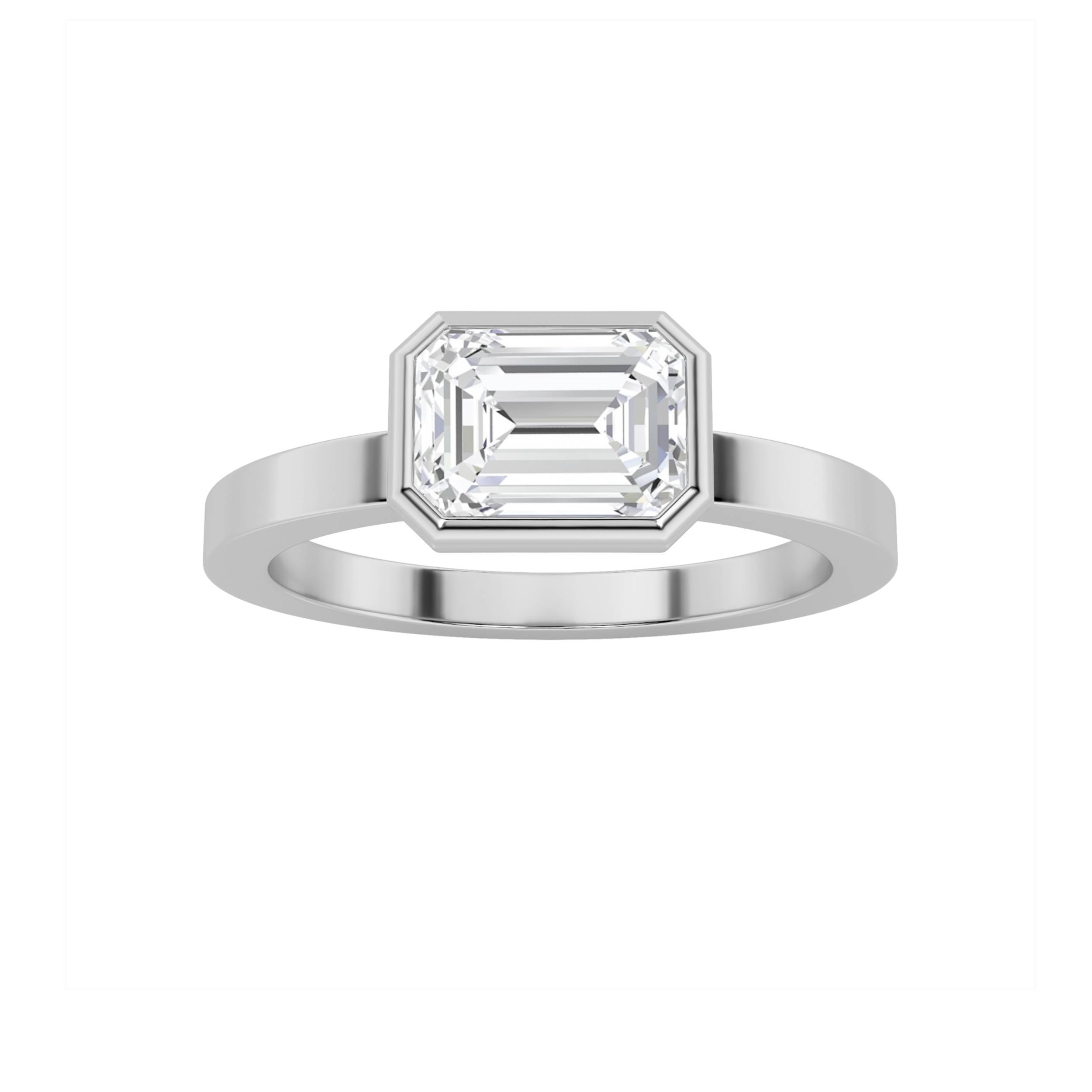 1.00 CT Emerald Diamond Ring in 14K White Gold