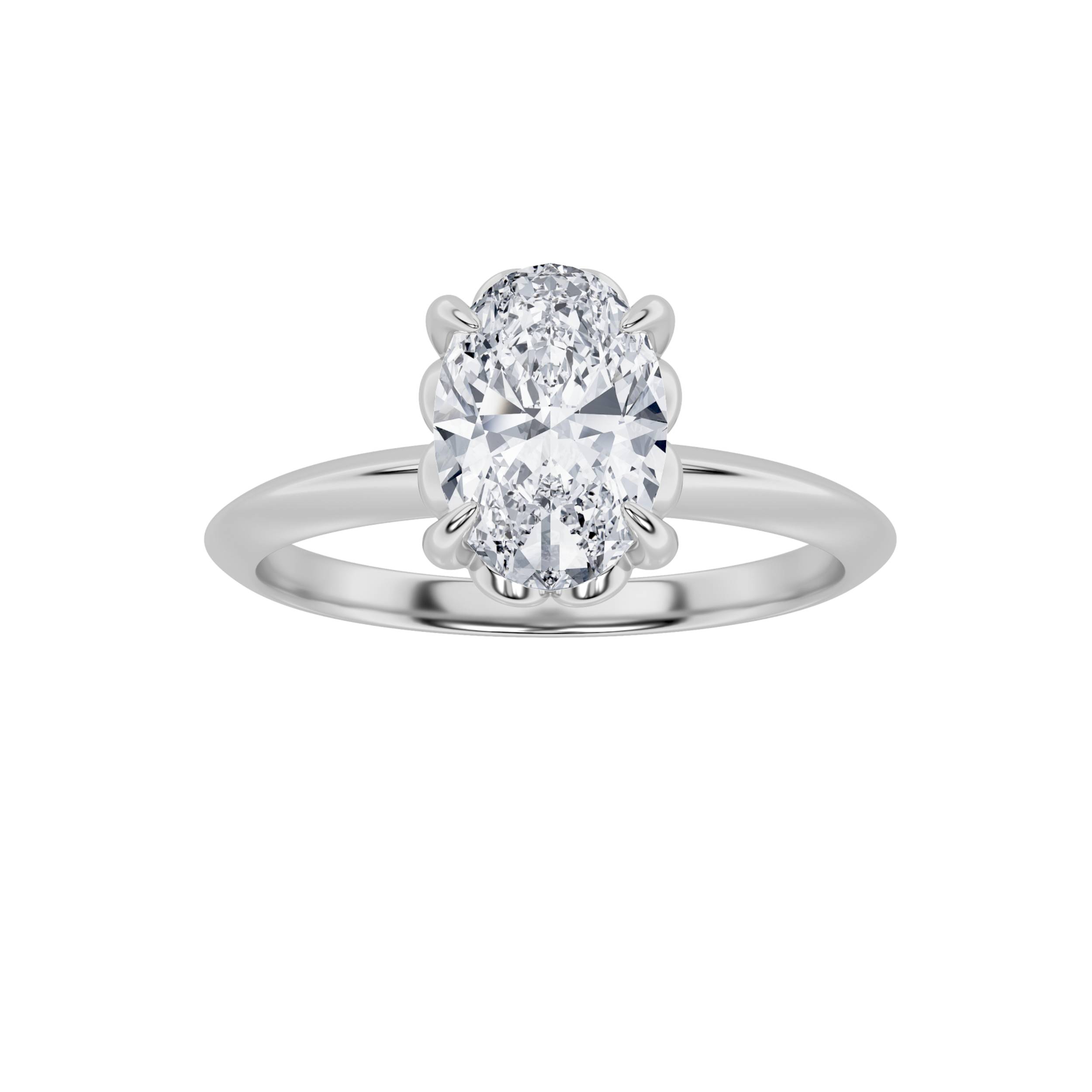 1.00 CT Oval Diamond Ring in 14K White Gold