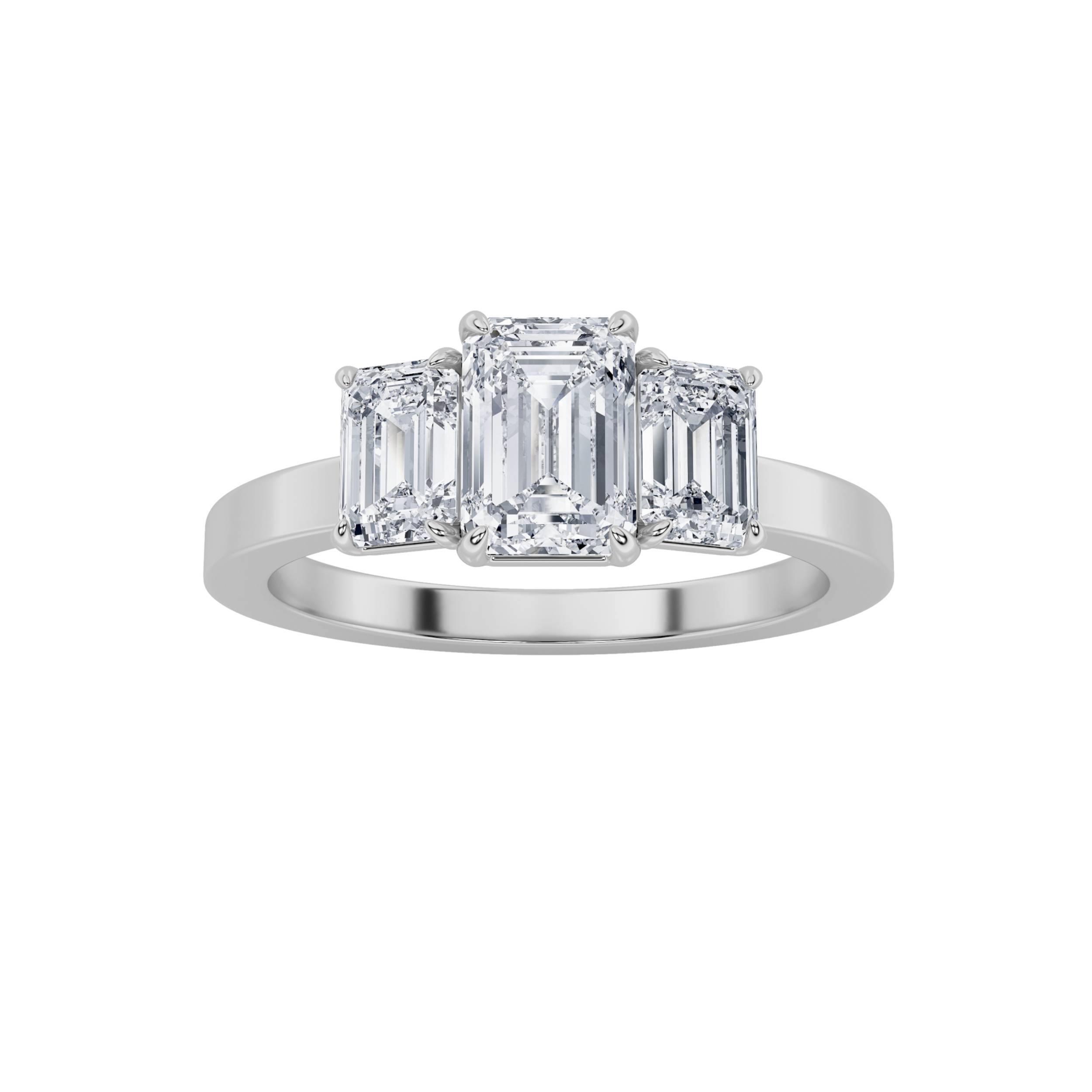 1.50 CT Emerald Diamond Ring in 14K White Gold