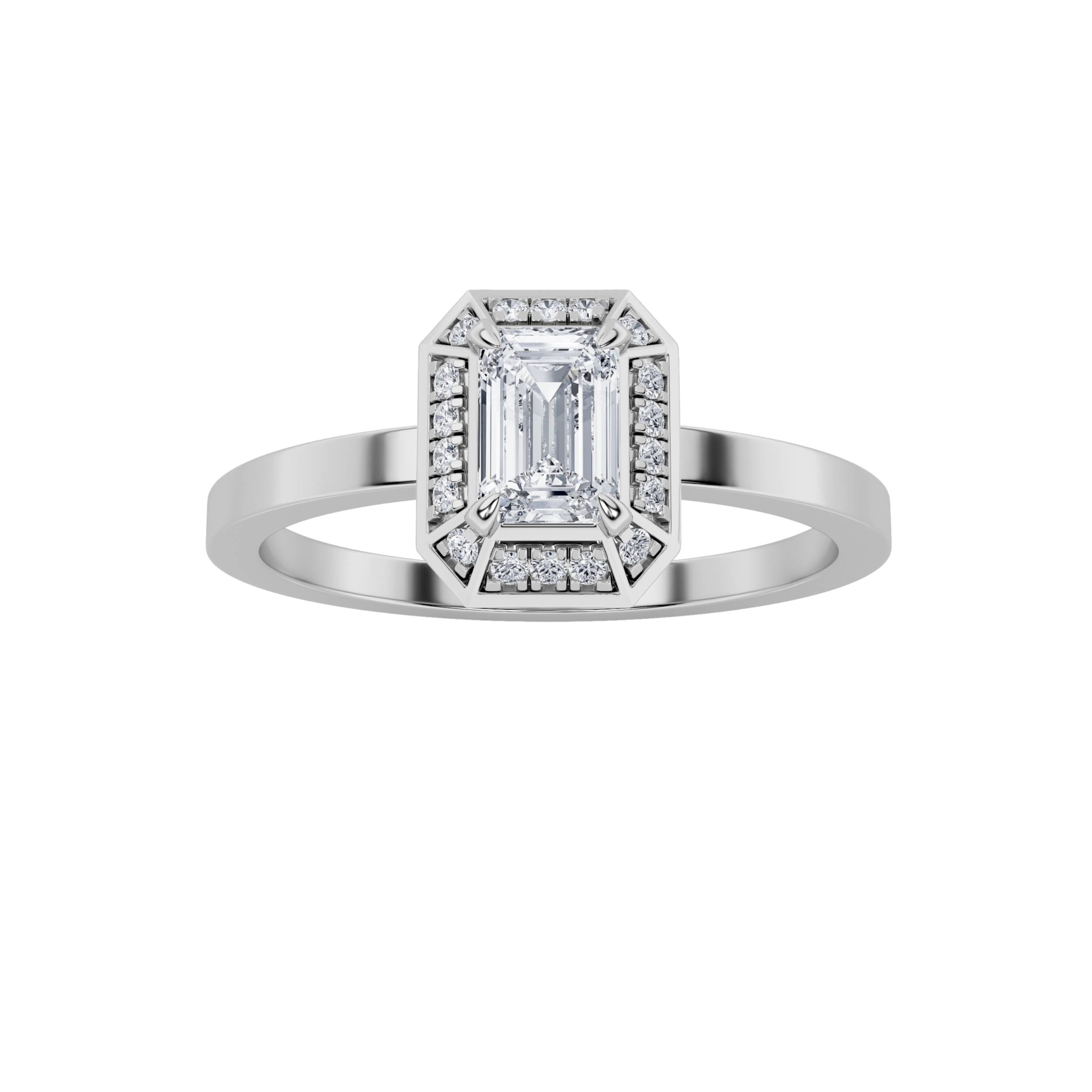 0.50 CT Emerald Diamond Ring in 14K White Gold