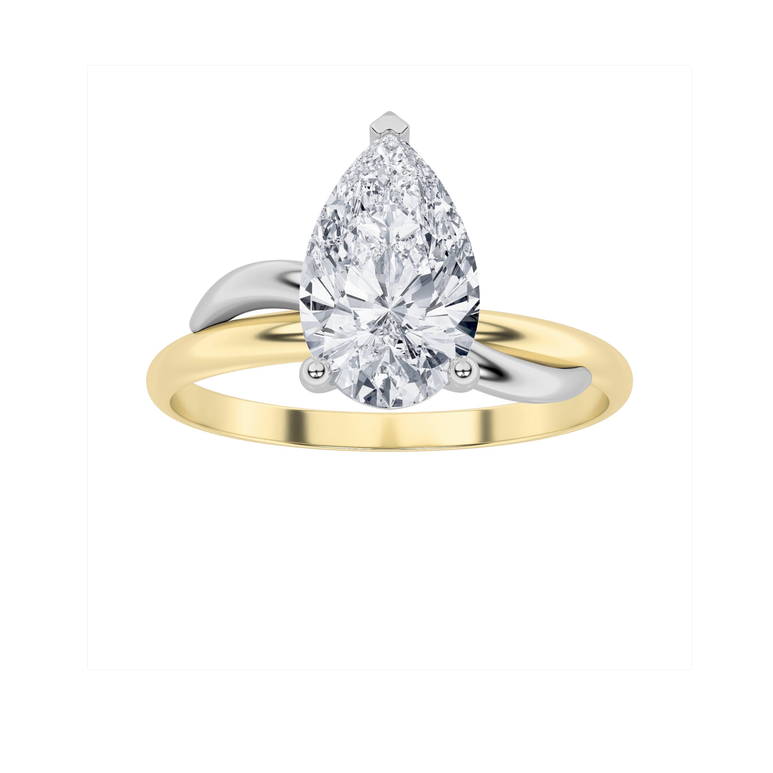 1.00 CT Pear Diamond Ring in 14K Yellow Gold|14K White Gold