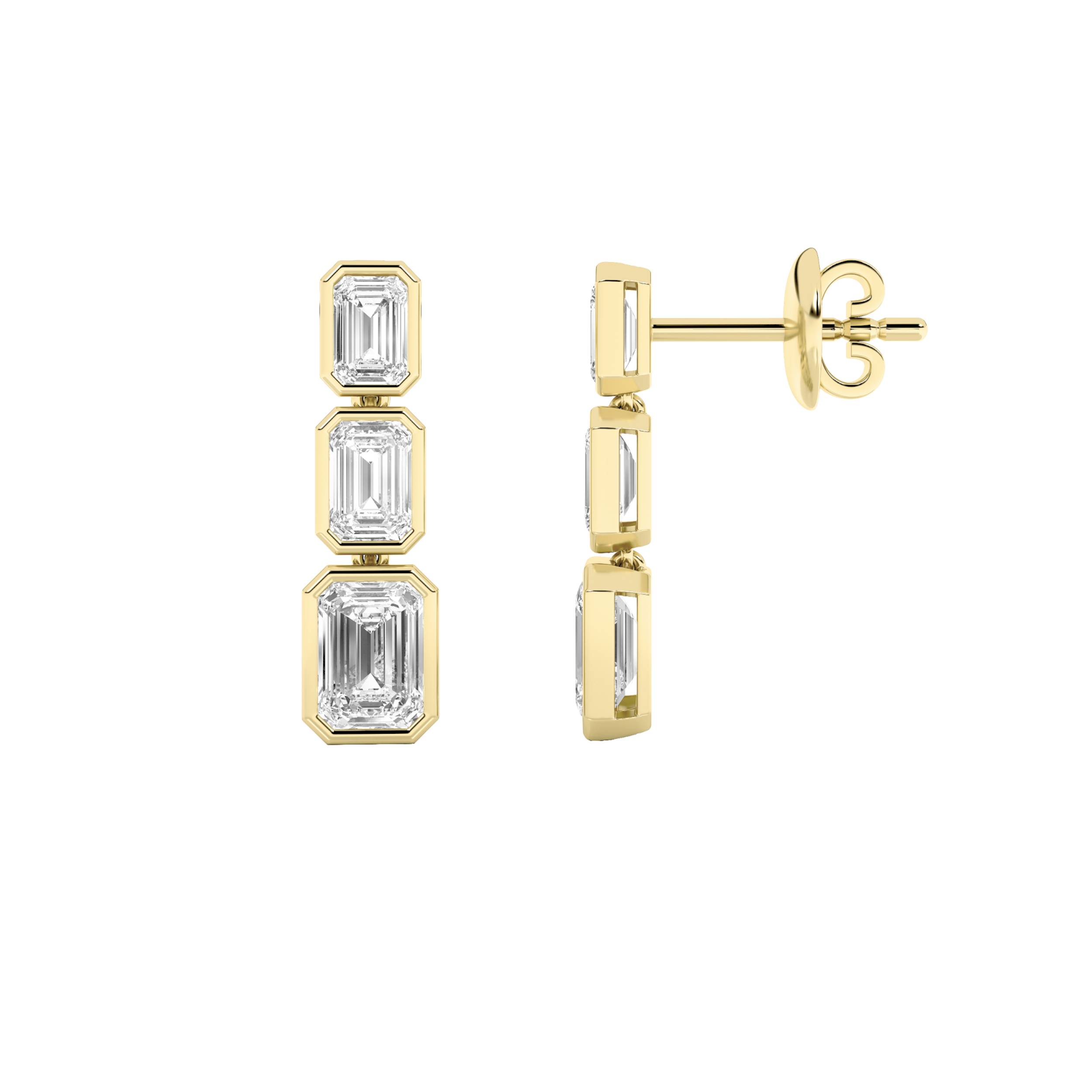 5.00 CT Emerald Diamond Earring in 14K Yellow Gold