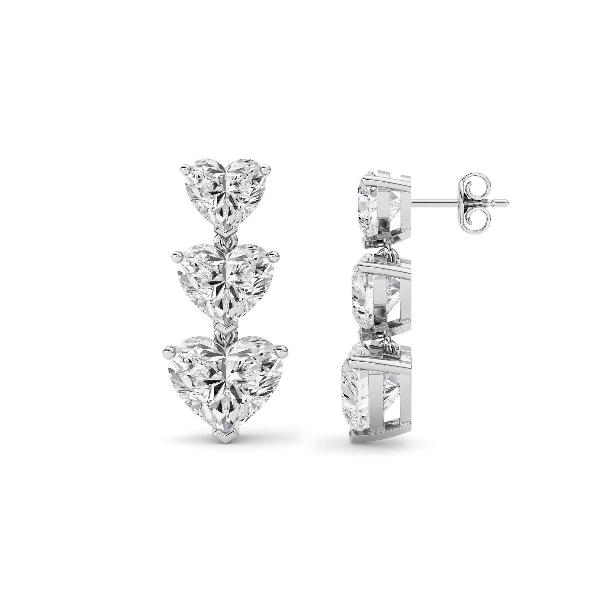 16Cttw Heart Shaped Lab Grown Diamond (F/VS ) Earrings in 14K Gold