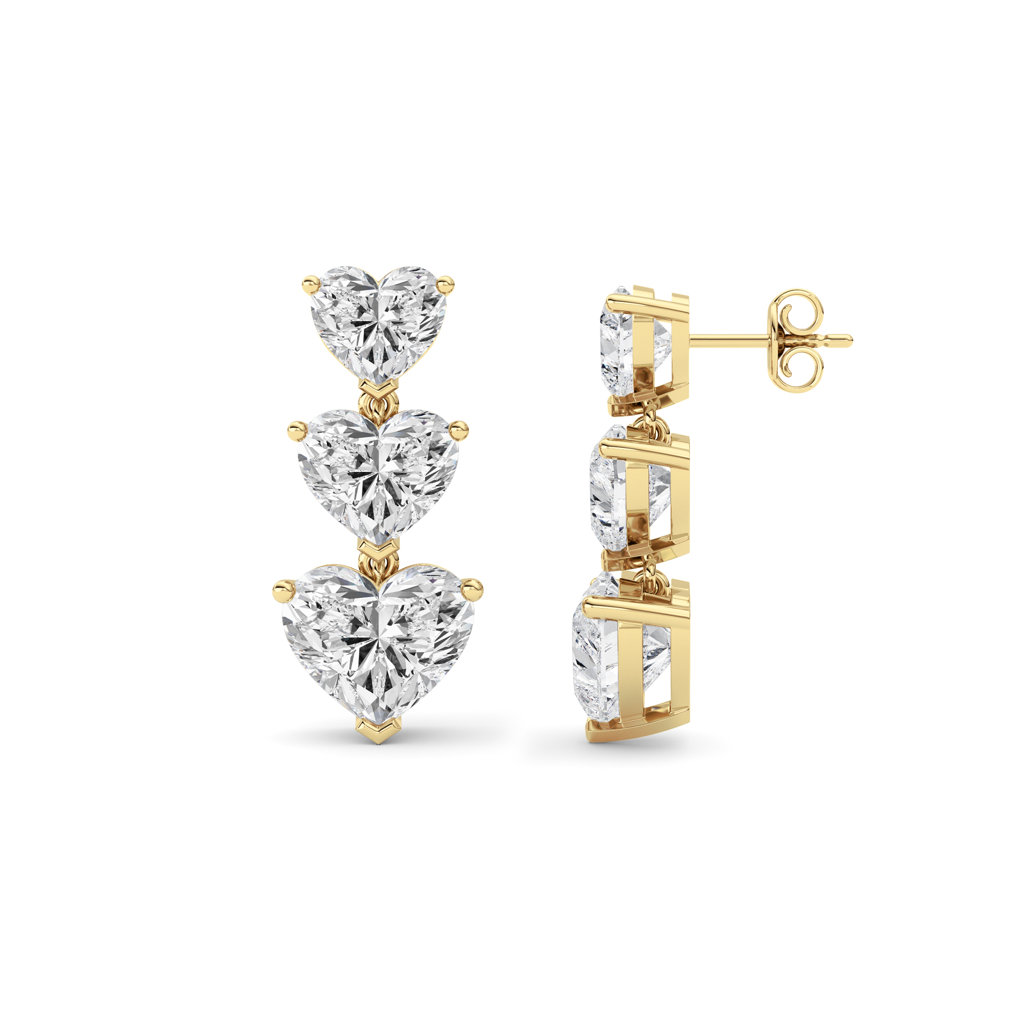16.00 CT Heart Diamond Earring in 14K Yellow Gold