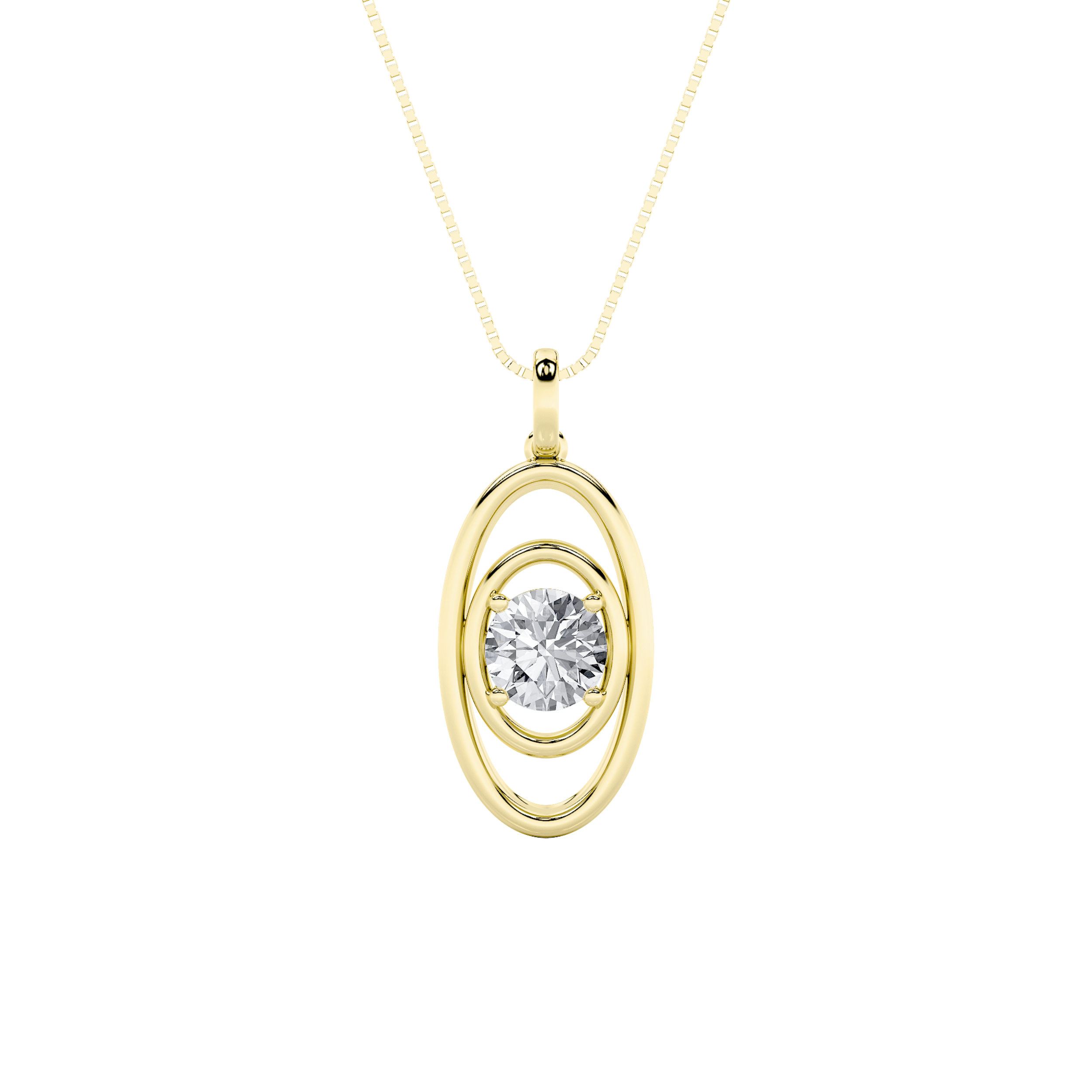 1.00 CT Round Diamond Necklace in 14K Yellow Gold