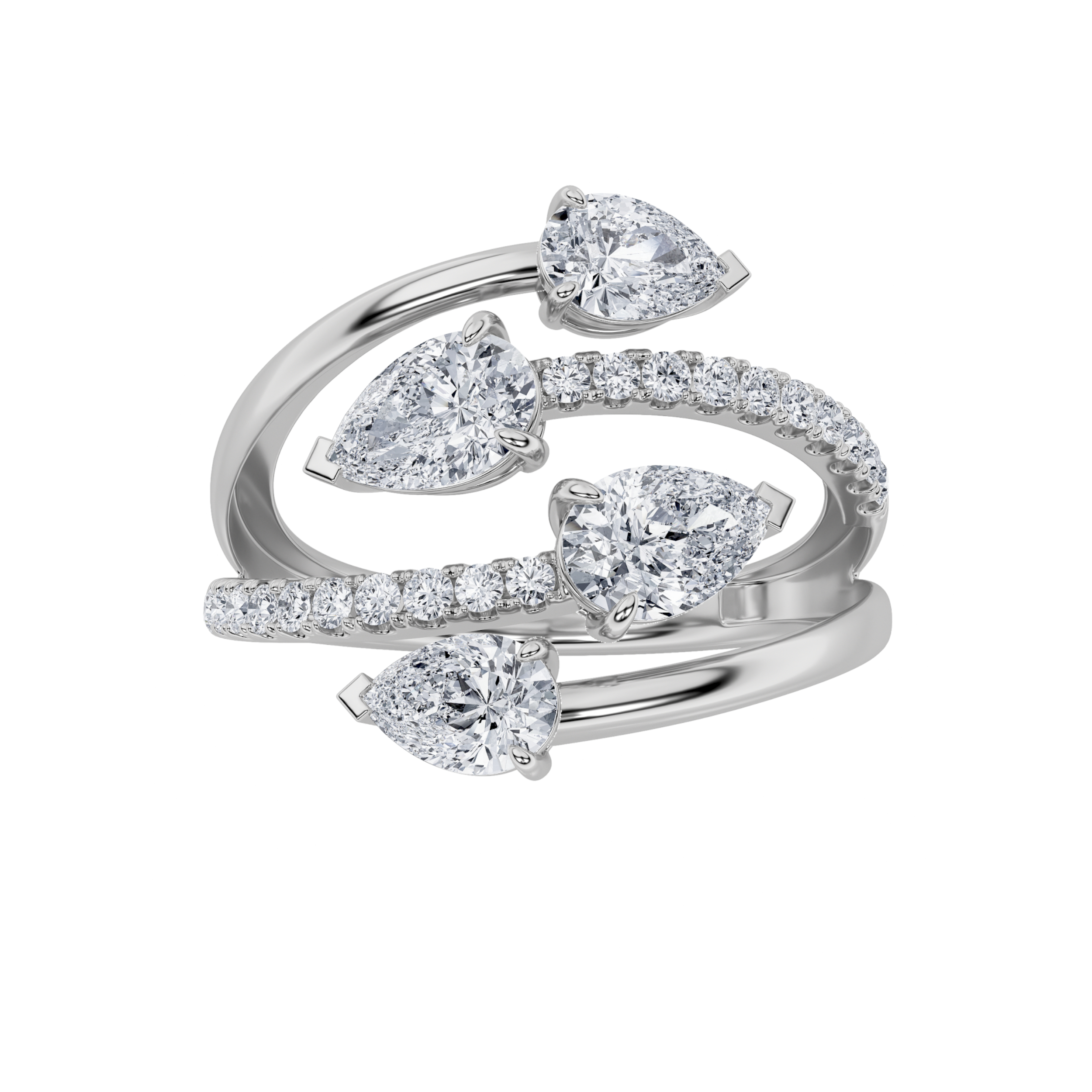 1.50 CT Pear Diamond Ring in 14K White Gold