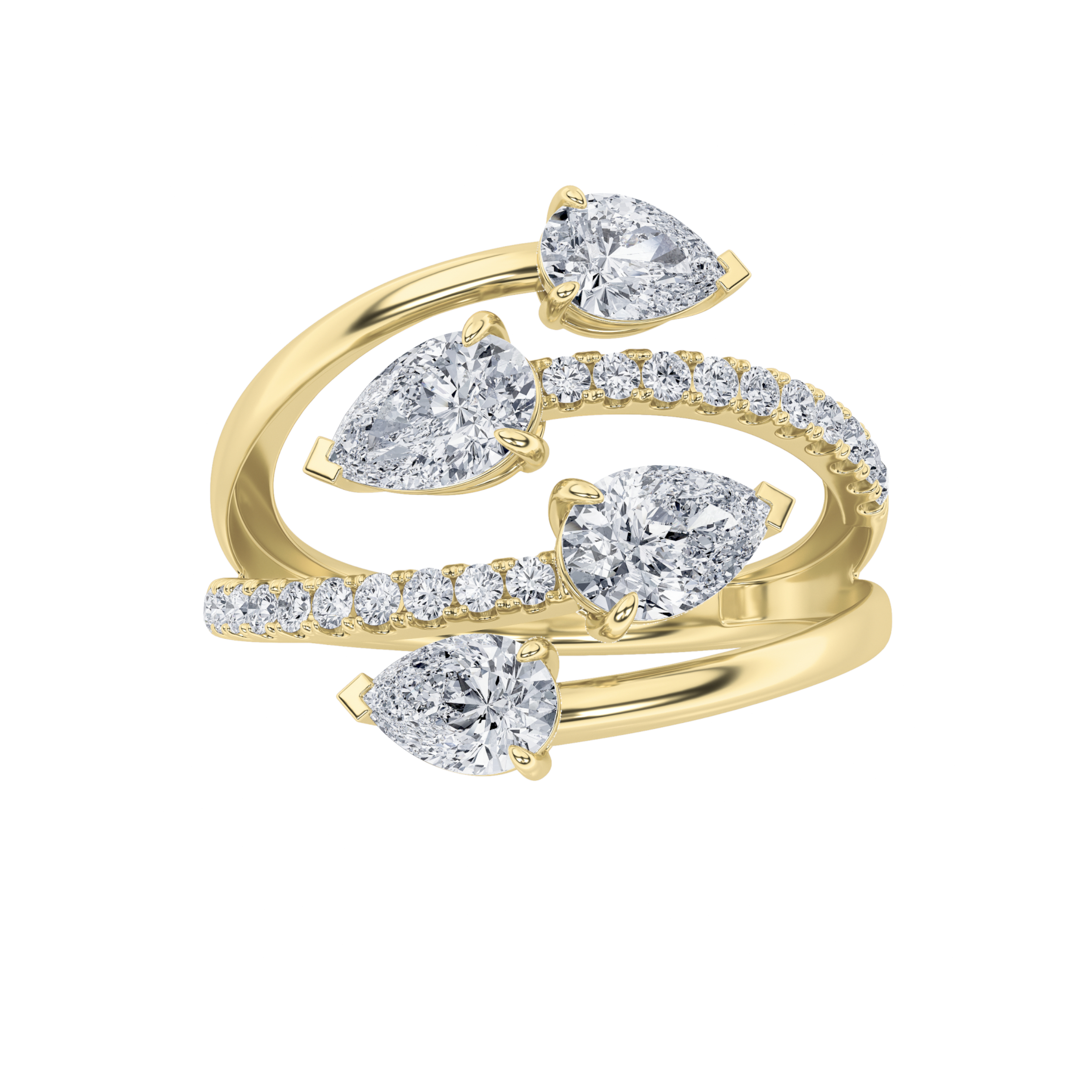 1.50 CT Pear Diamond Ring in 14K Yellow Gold