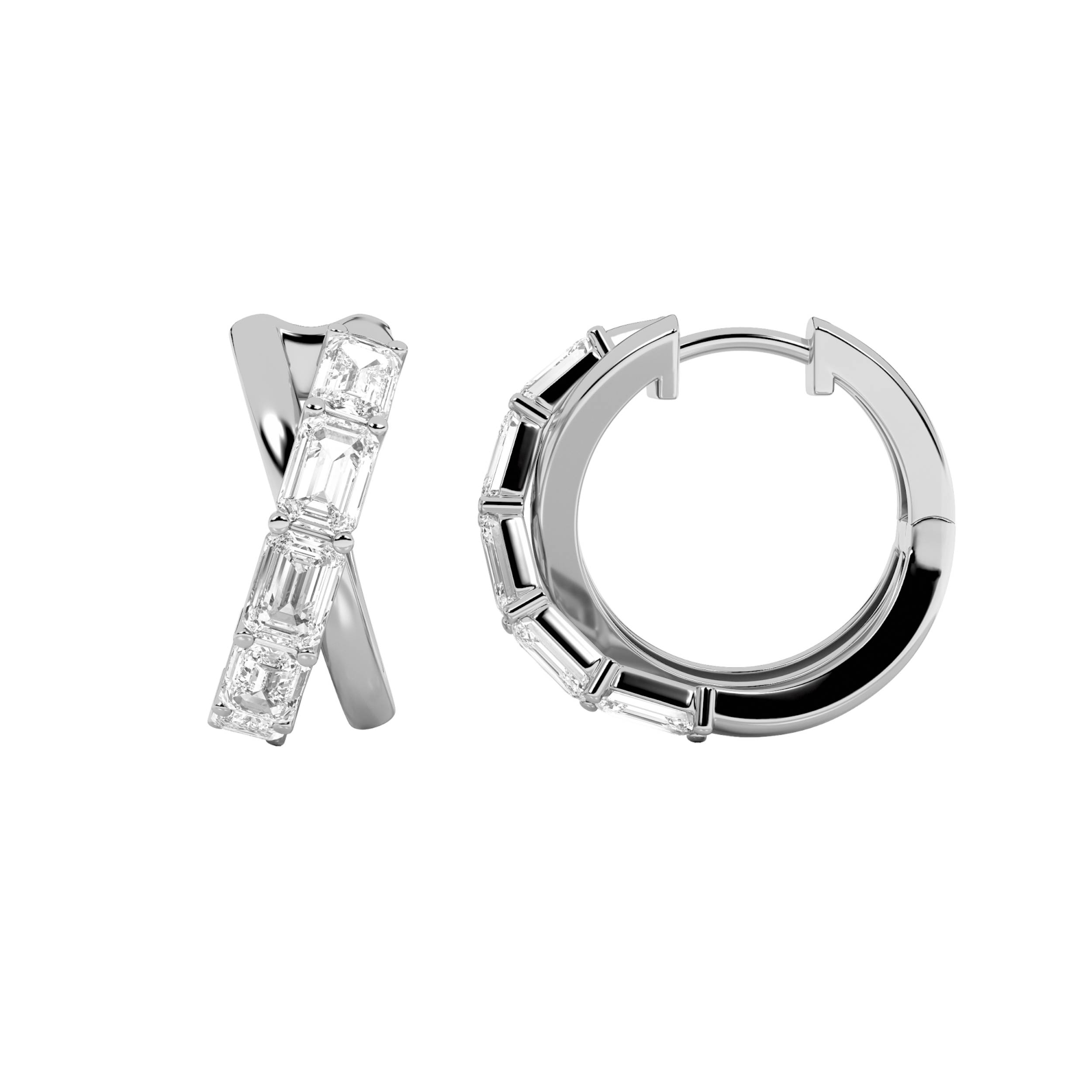 3.00 CT Emerald Diamond Earring in 14K White Gold