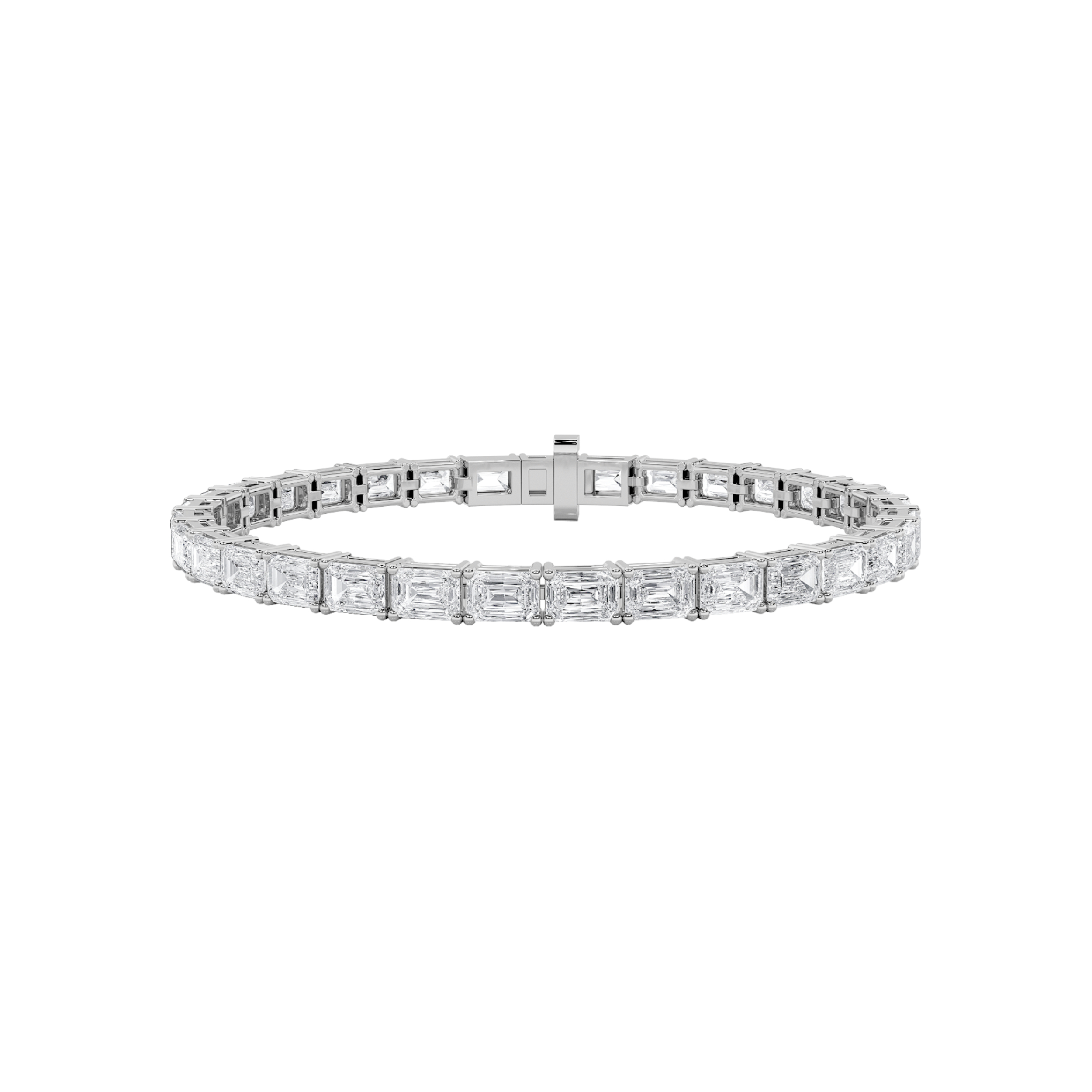 11.00 CT Emerald Diamond Bracelet in 14K White Gold