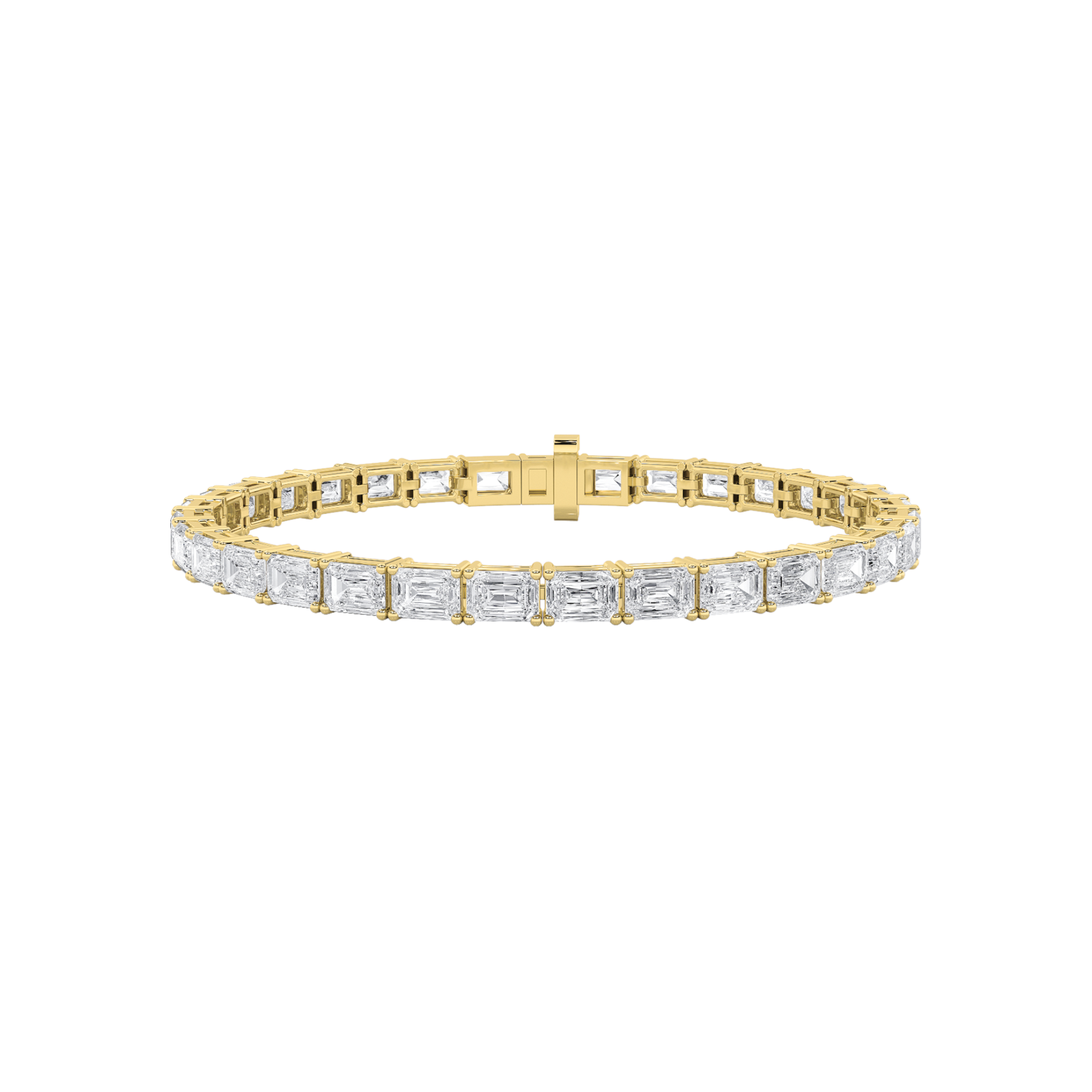 7.00 CT Emerald Diamond Bracelet in 14K Yellow Gold