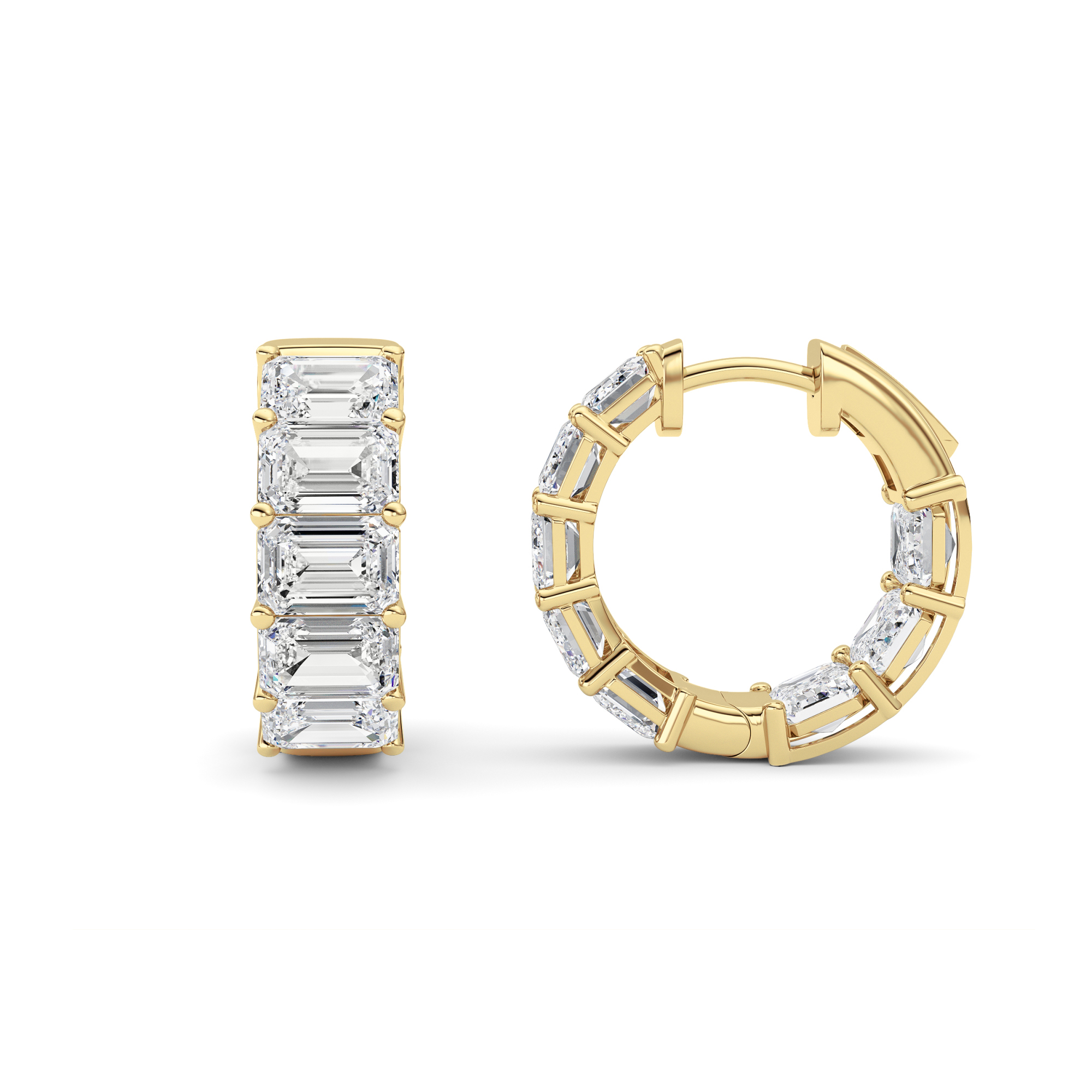 10.00 CT Emerald Diamond Earring in 14K Yellow Gold