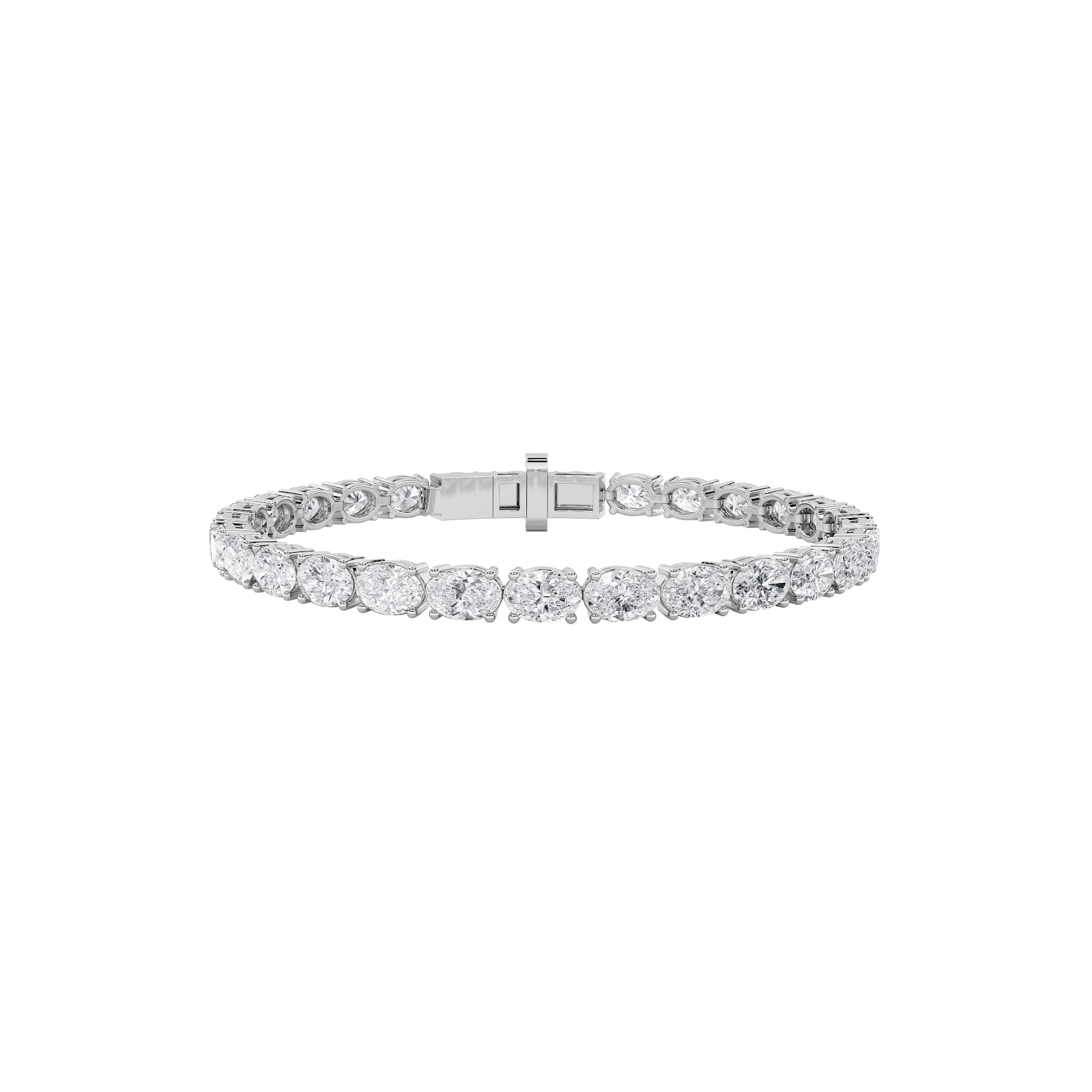 12Cttw Oval Shaped Lab Grown Diamond (G/VS) East West Line Bracelet in 14K Gold