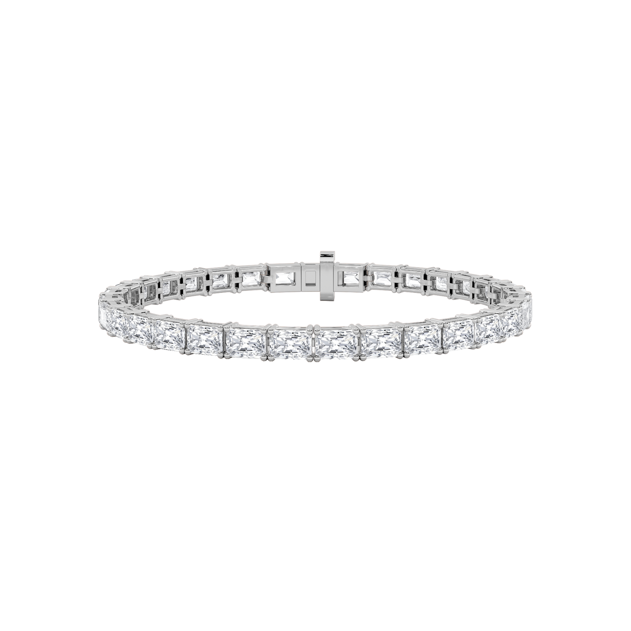 18Cttw Radiant Shaped Lab Grown Diamond (G/VS) East West Line Bracelet in 14K Gold