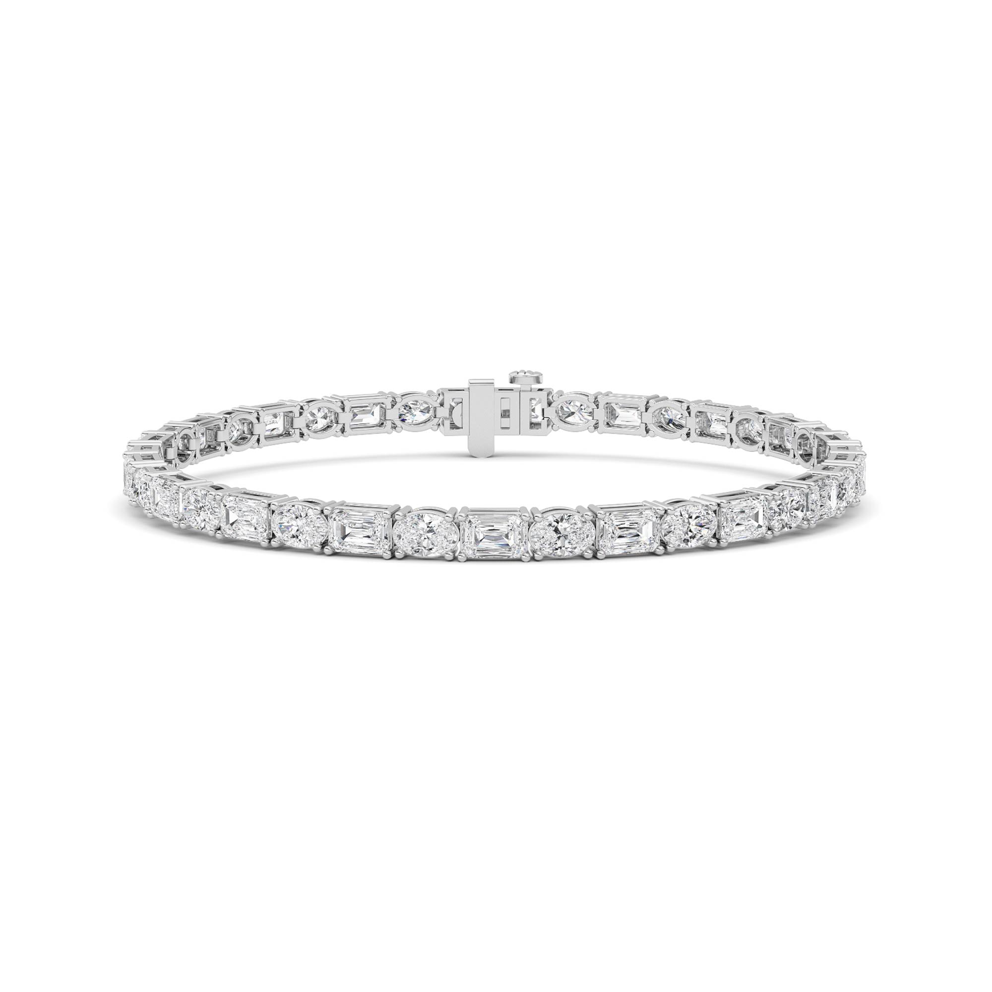 10.00 CT Emerald Diamond Bracelet in 14K White Gold