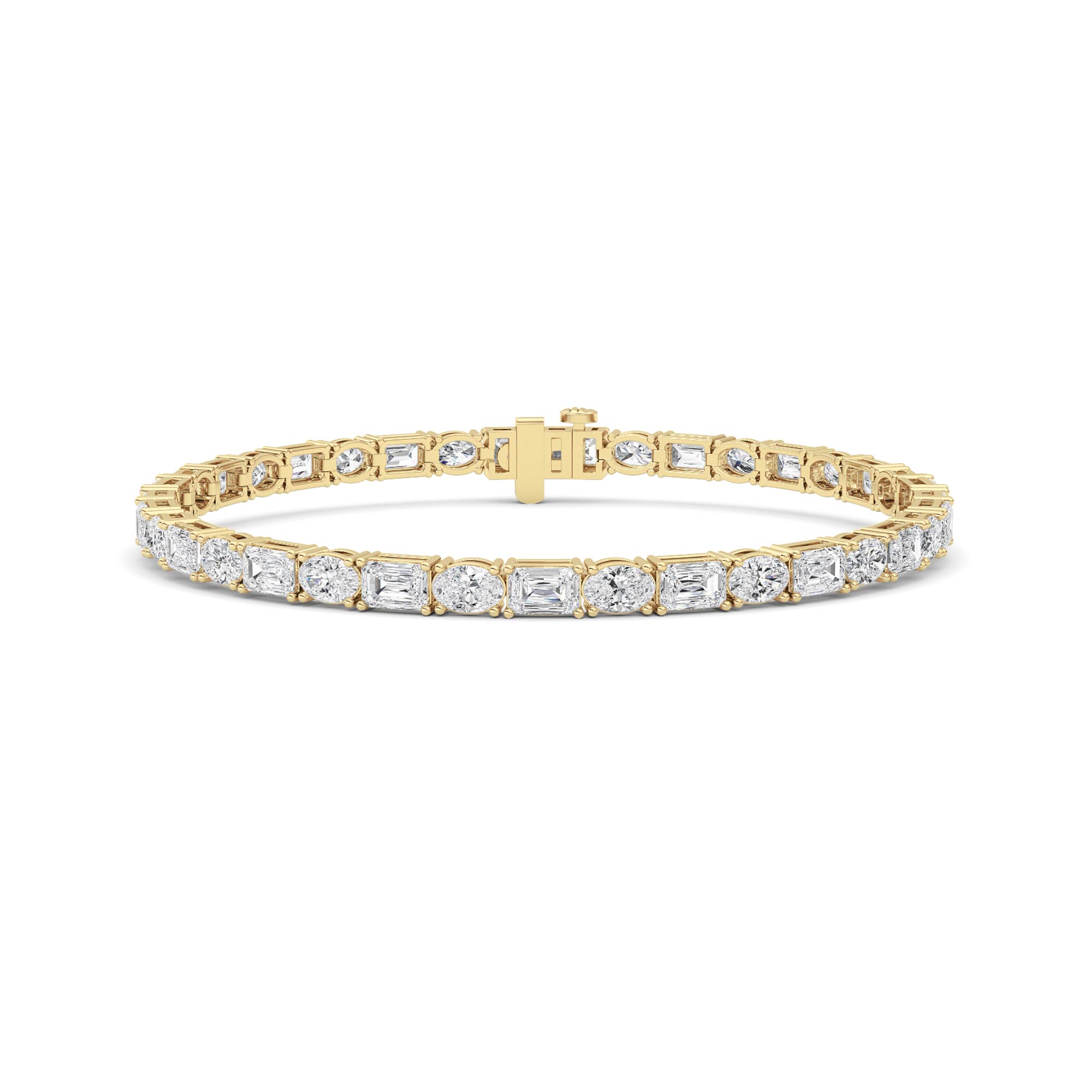 10.00 CT Emerald Diamond Bracelet in 14K Yellow Gold