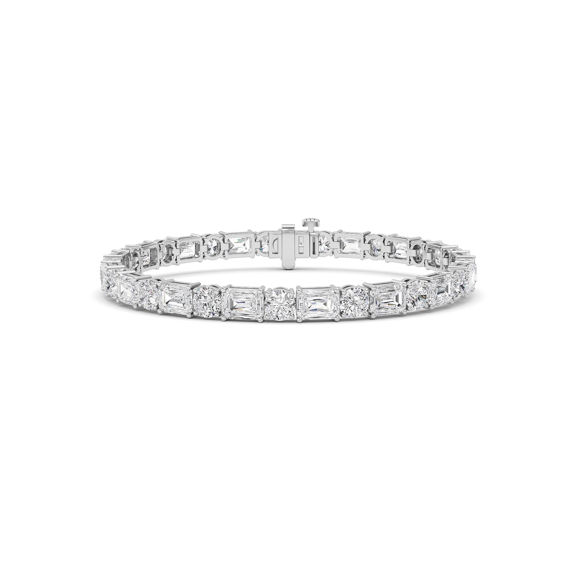 15.00 CT Emerald Diamond Bracelet in 14K White Gold
