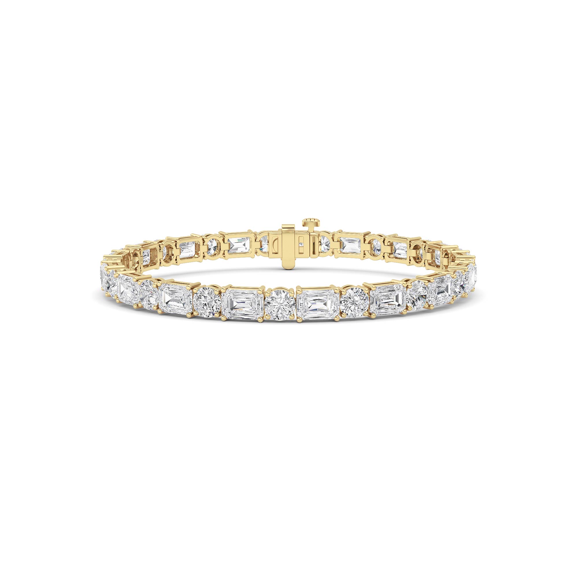 15.00 CT Emerald Diamond Bracelet in 14K Yellow Gold