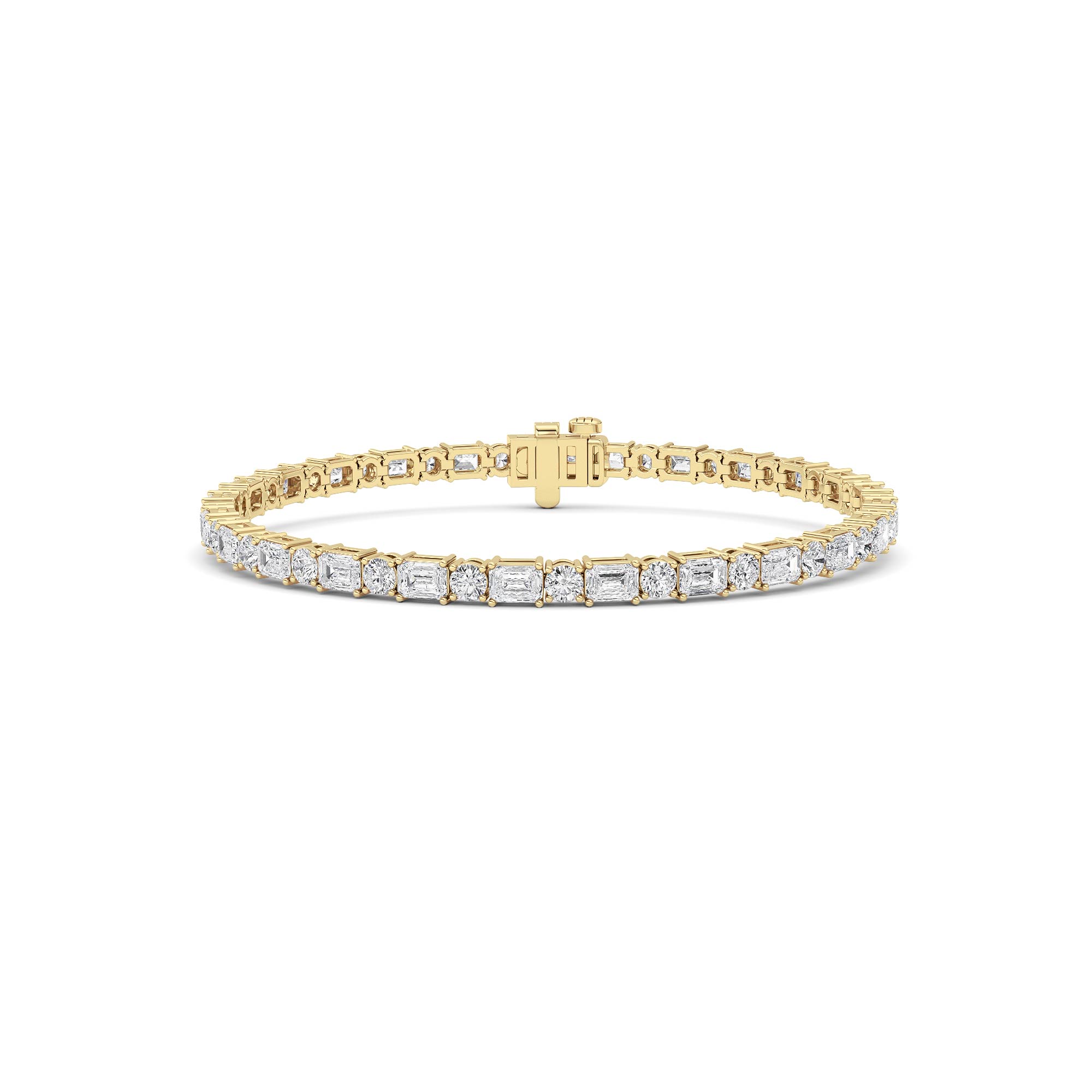 7.00 CT Emerald Diamond Bracelet in 14K Yellow Gold