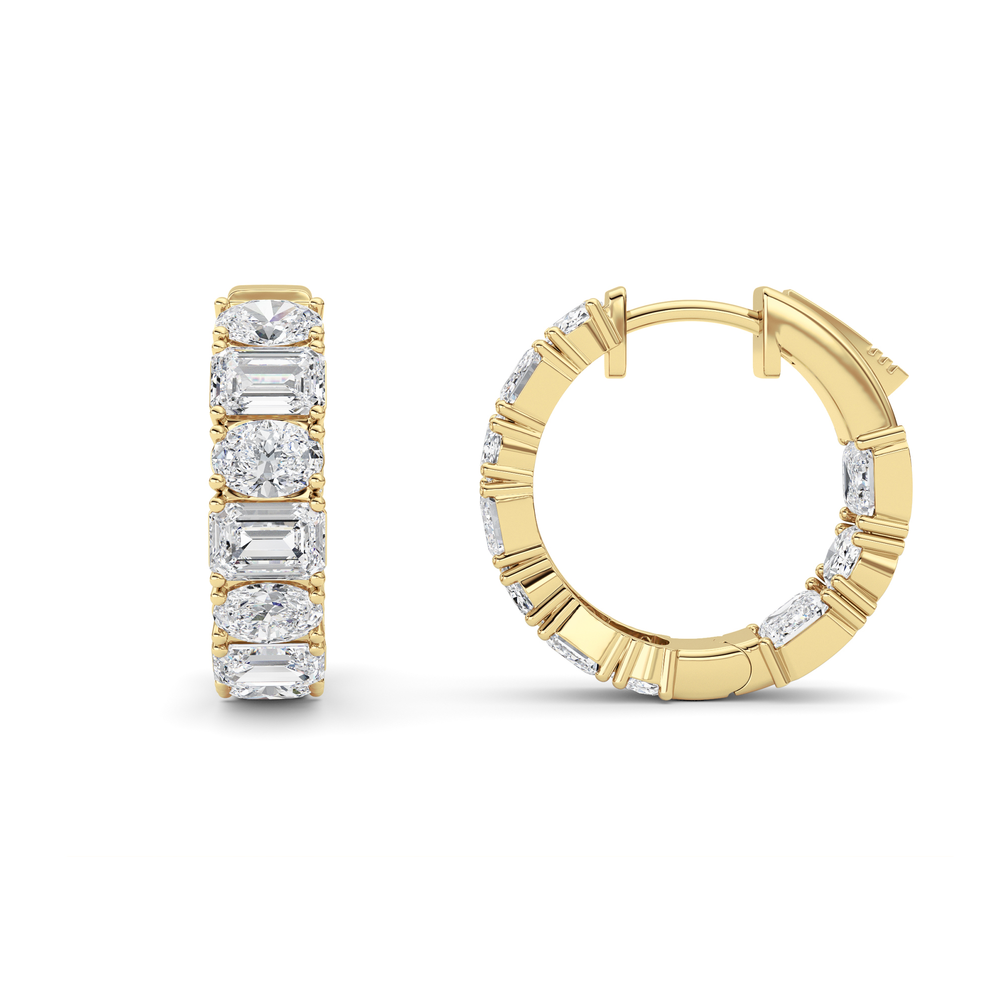 5.00 CT Emerald Diamond Earring in 14K Yellow Gold